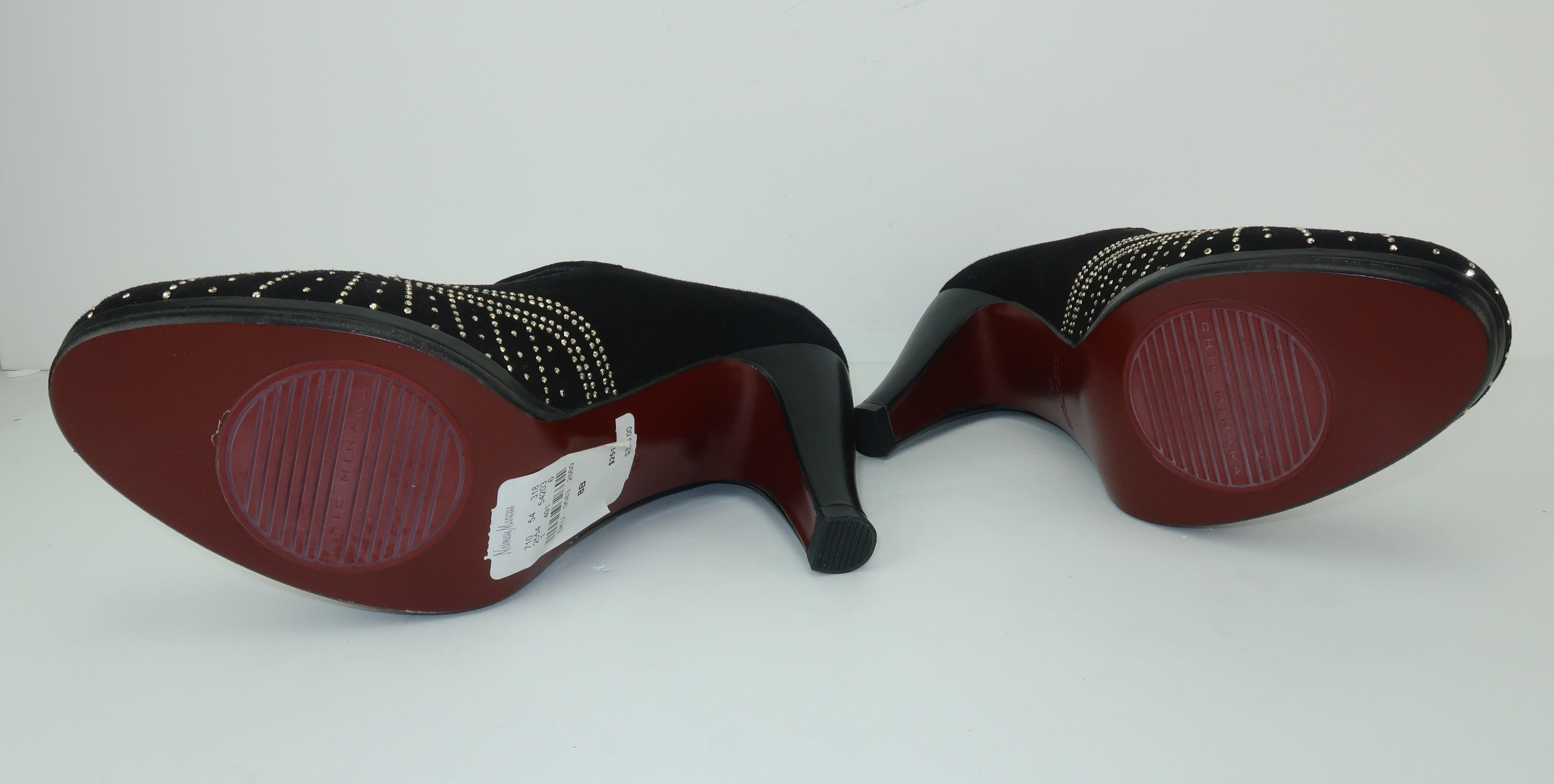 Chie Mihara Black Suede Art Deco Style T Strap Shoes Sz 38 2