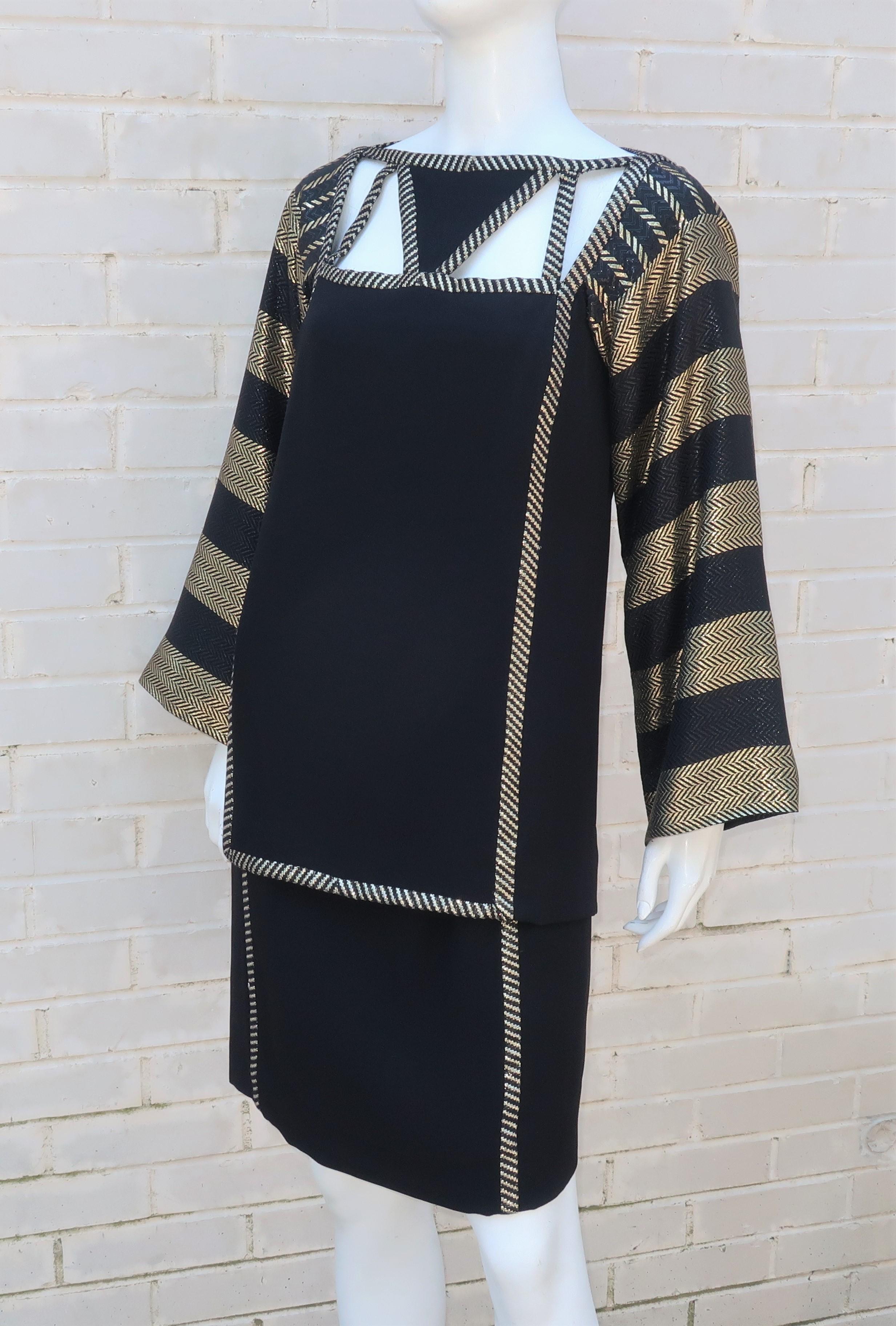 Bob Mackie Black & Gold Lamé Dress, 1970’s 2