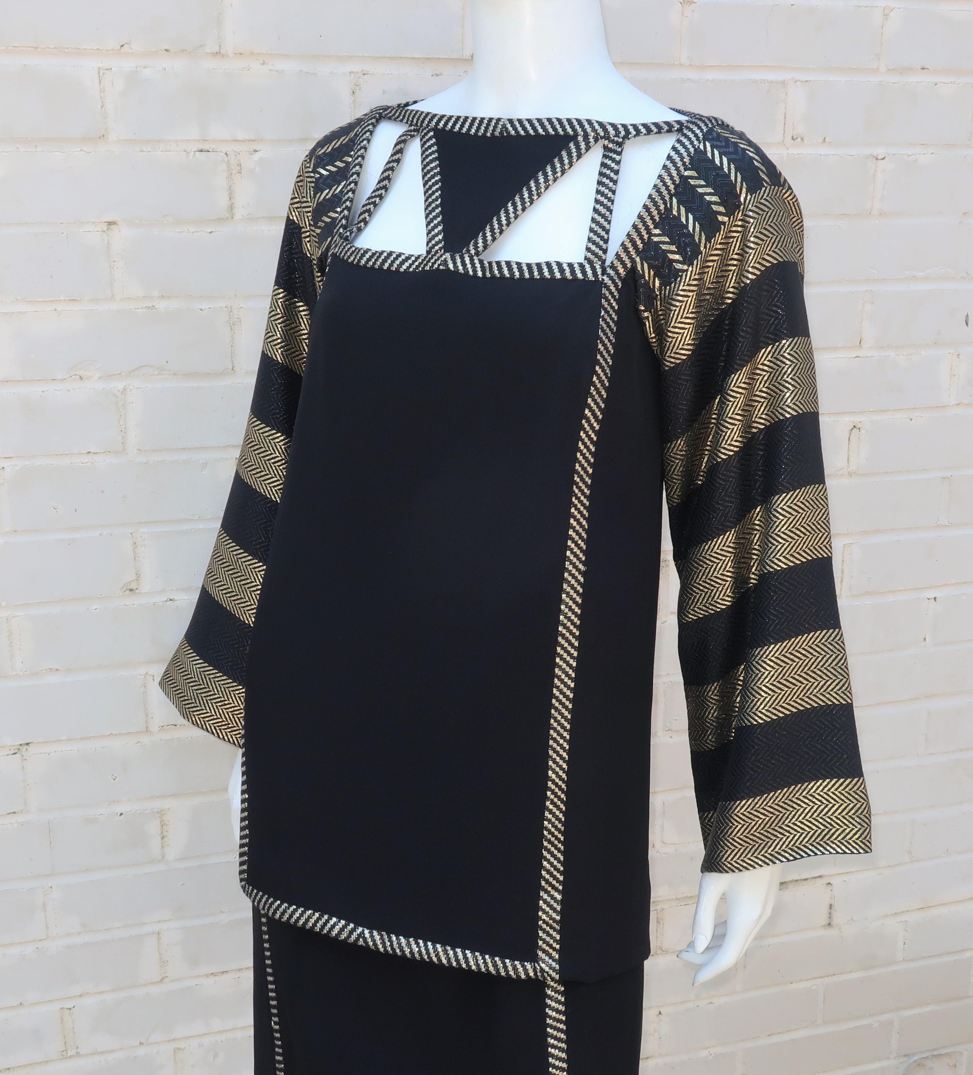 Bob Mackie Black & Gold Lamé Dress, 1970’s 4
