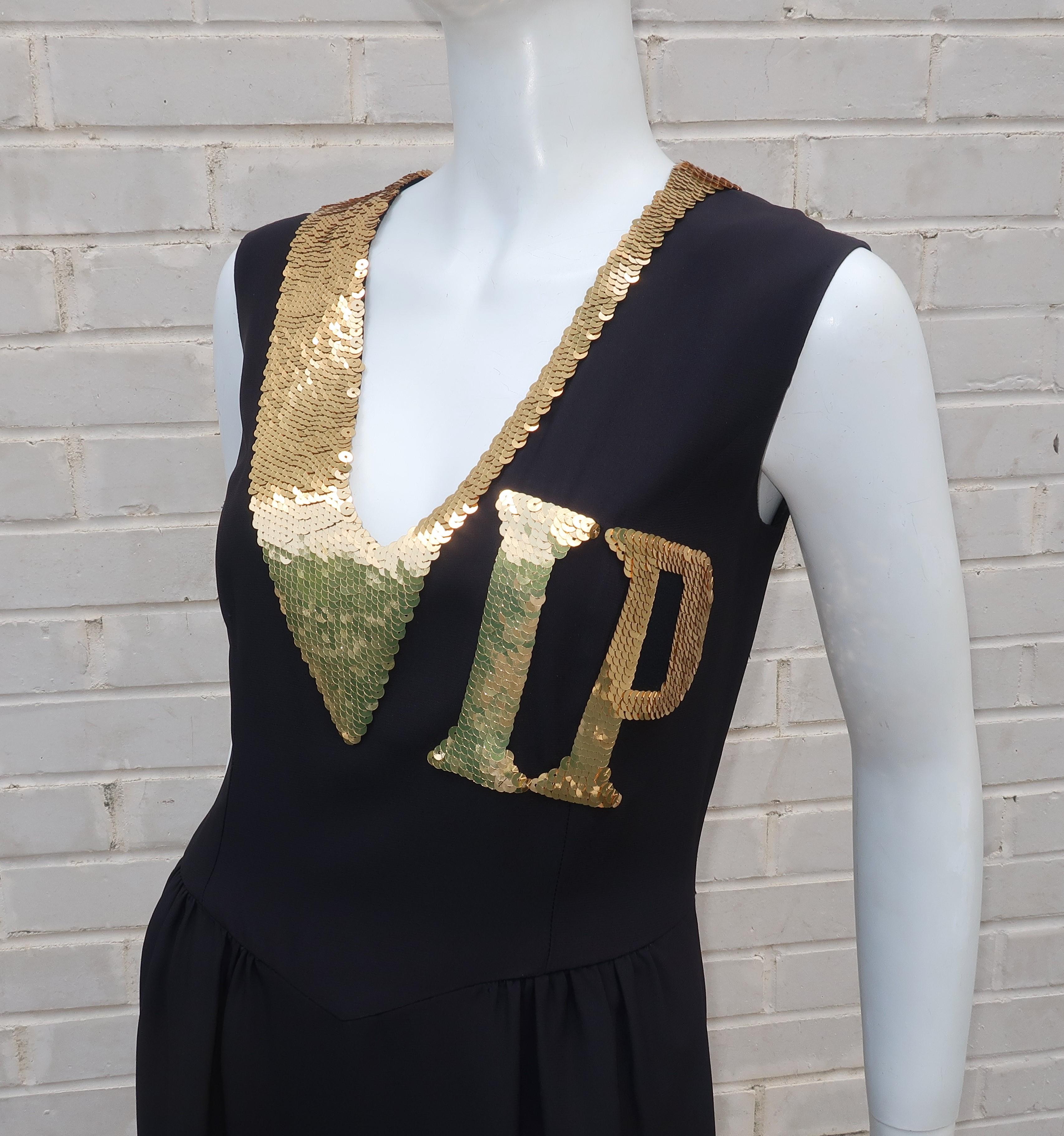 Women's Moschino Couture Black & Gold Sequin ‘VIP’ Cocktail Dress