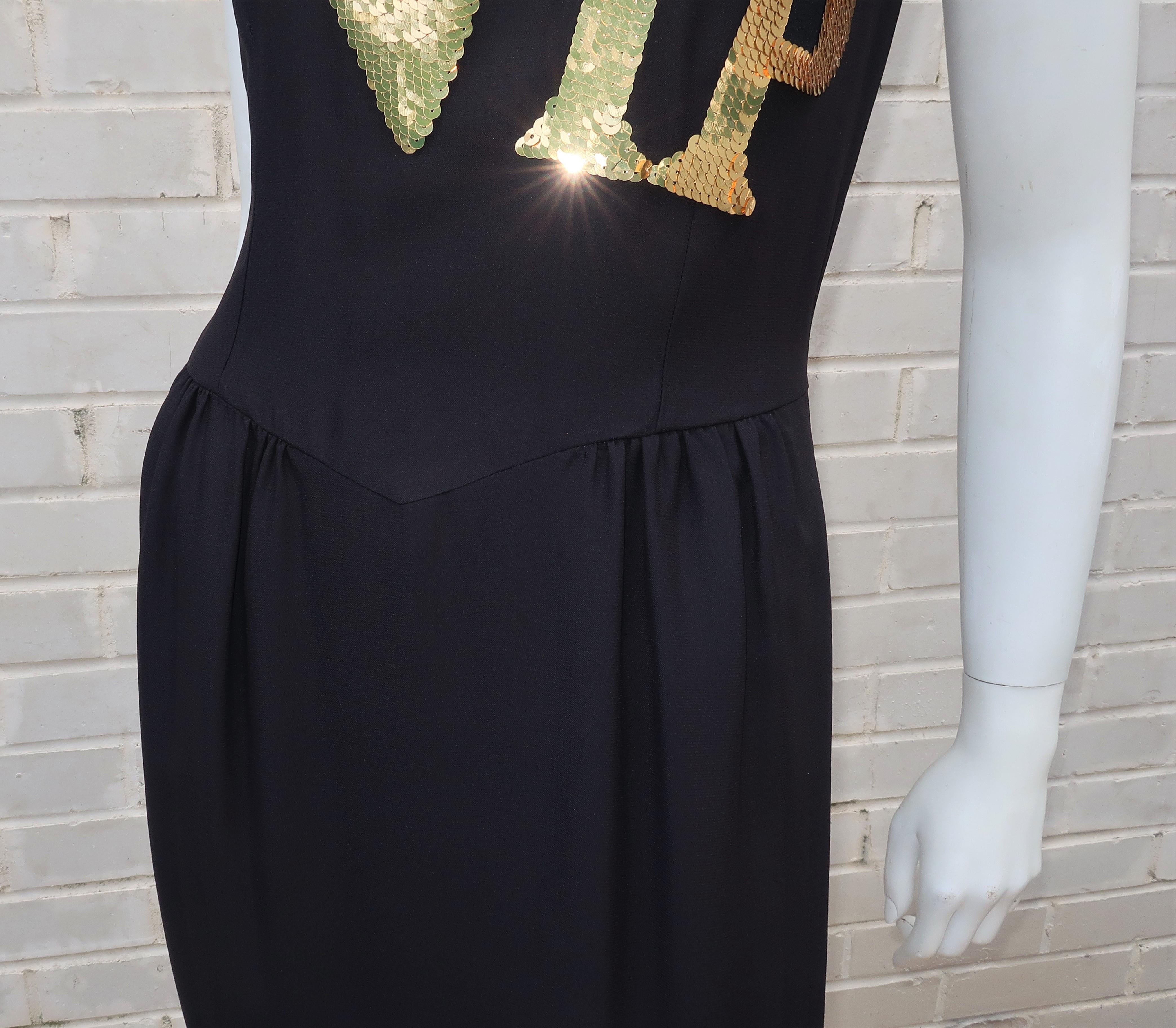 Moschino Couture Black & Gold Sequin ‘VIP’ Cocktail Dress 1