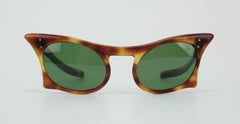 Sculptural French Faux Tortoise Cat Eye Sunglasses, 1950s