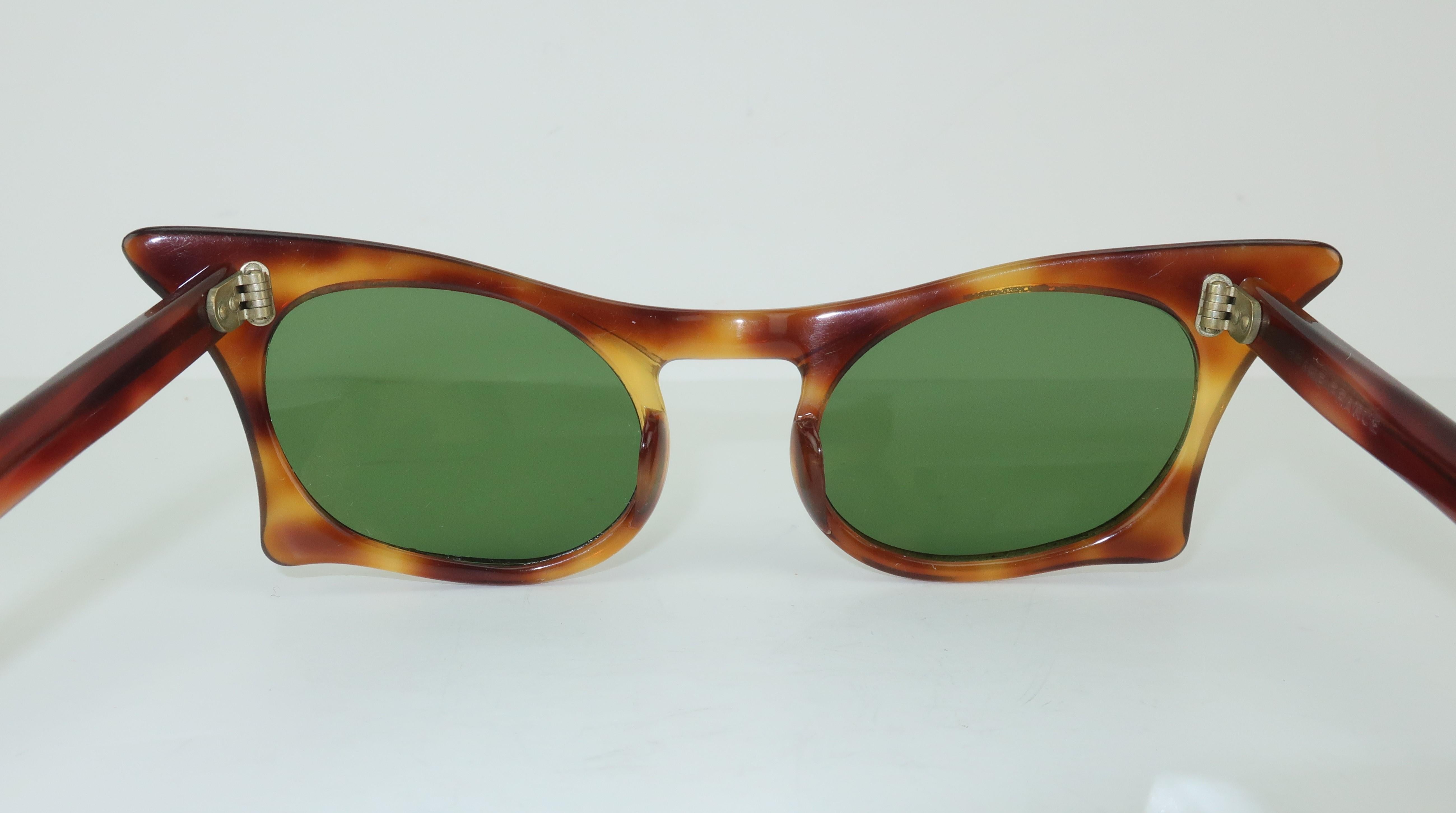 Sculptural French Faux Tortoise Cat Eye Sunglasses, 1950s  1