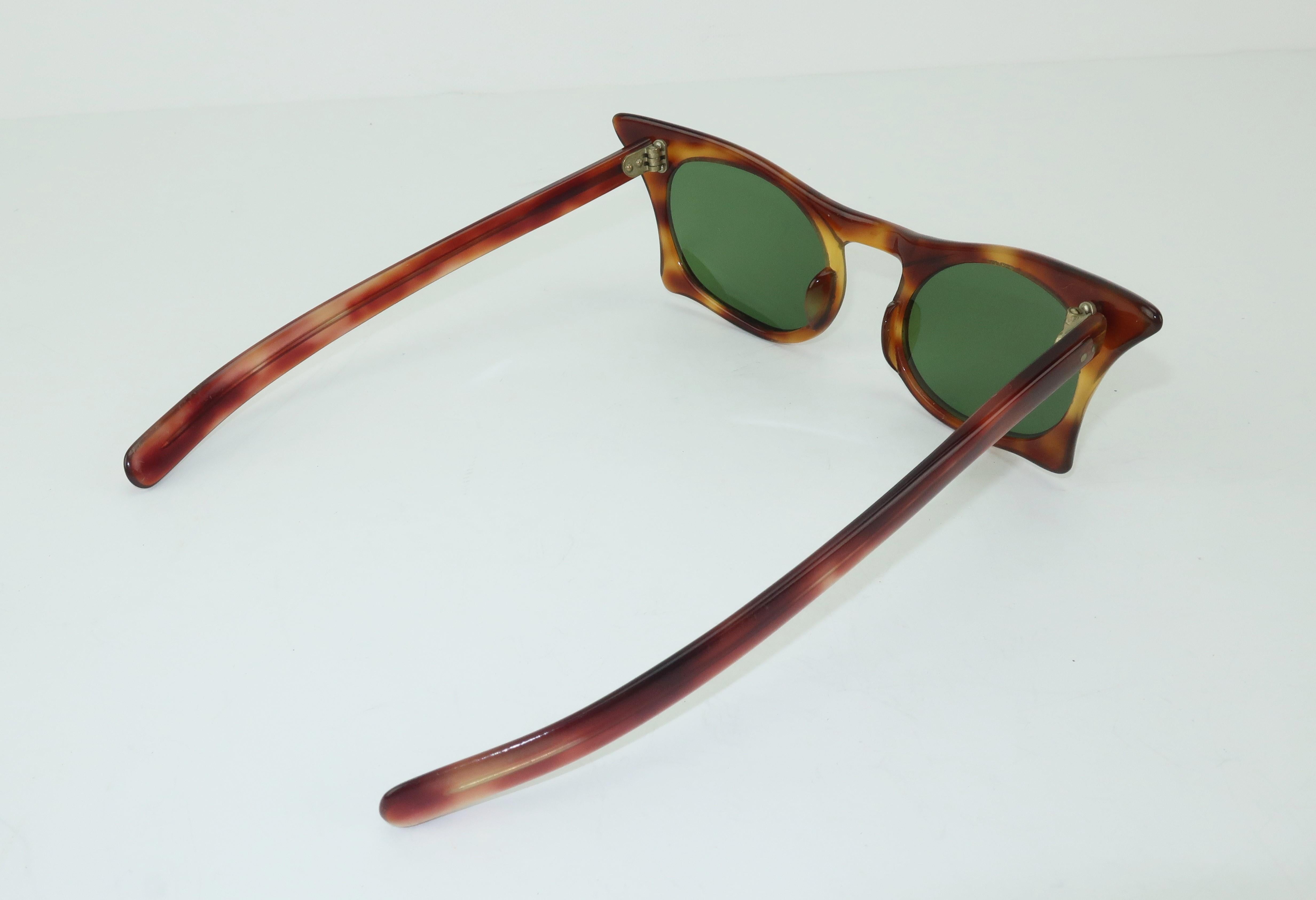 Sculptural French Faux Tortoise Cat Eye Sunglasses, 1950s  2