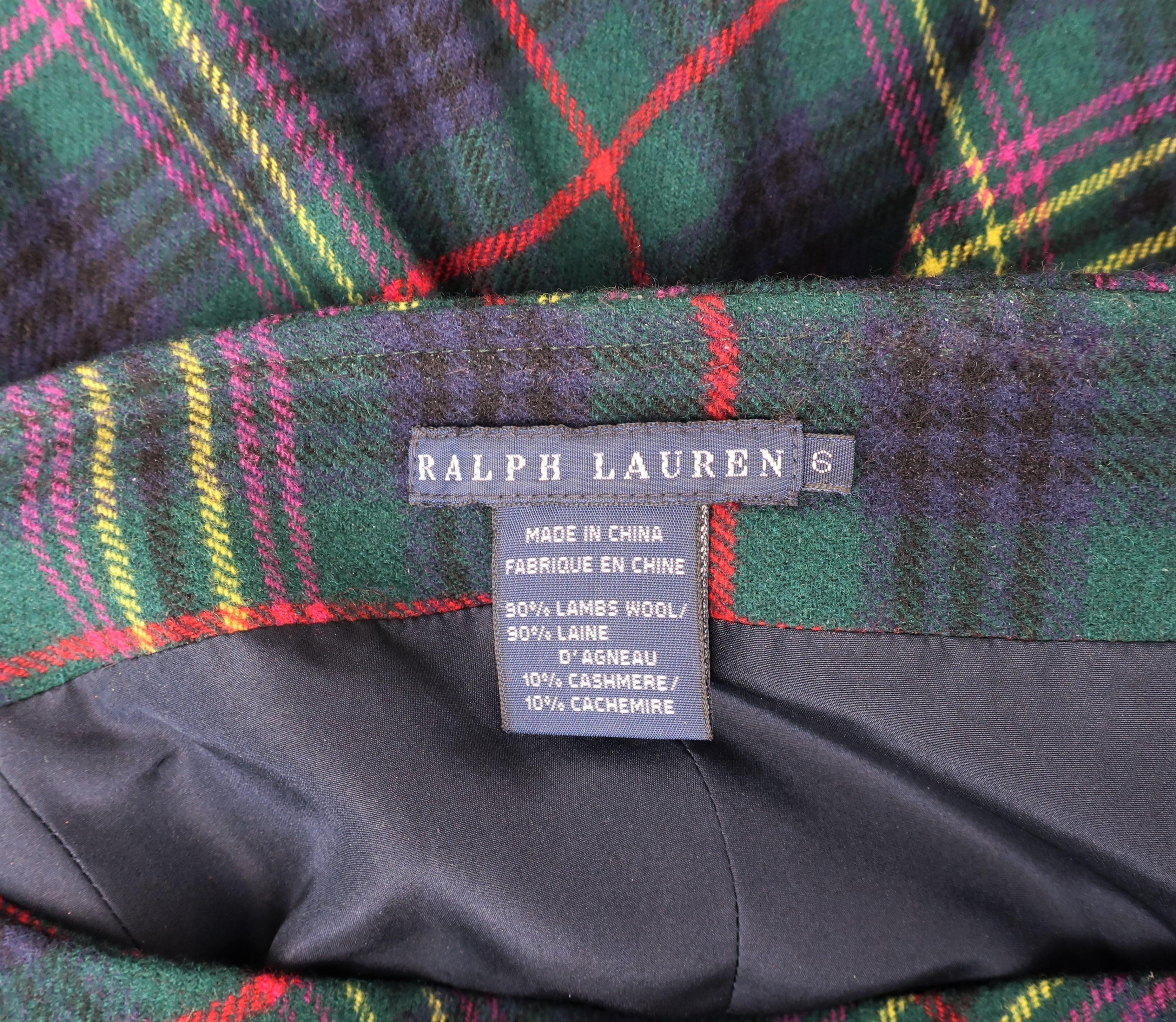 Ralph Lauren Cashmere Blend Tartan Plaid Evening Dress 5