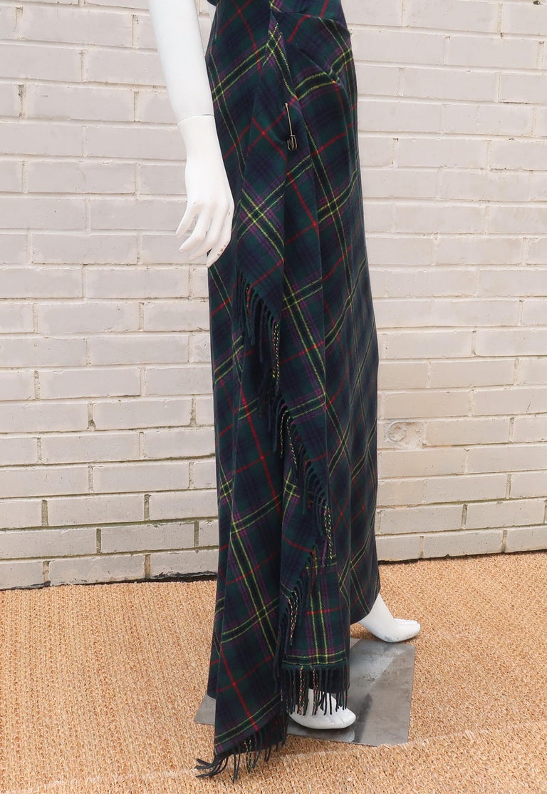 Ralph Lauren Cashmere Blend Tartan Plaid Evening Dress at 1stDibs