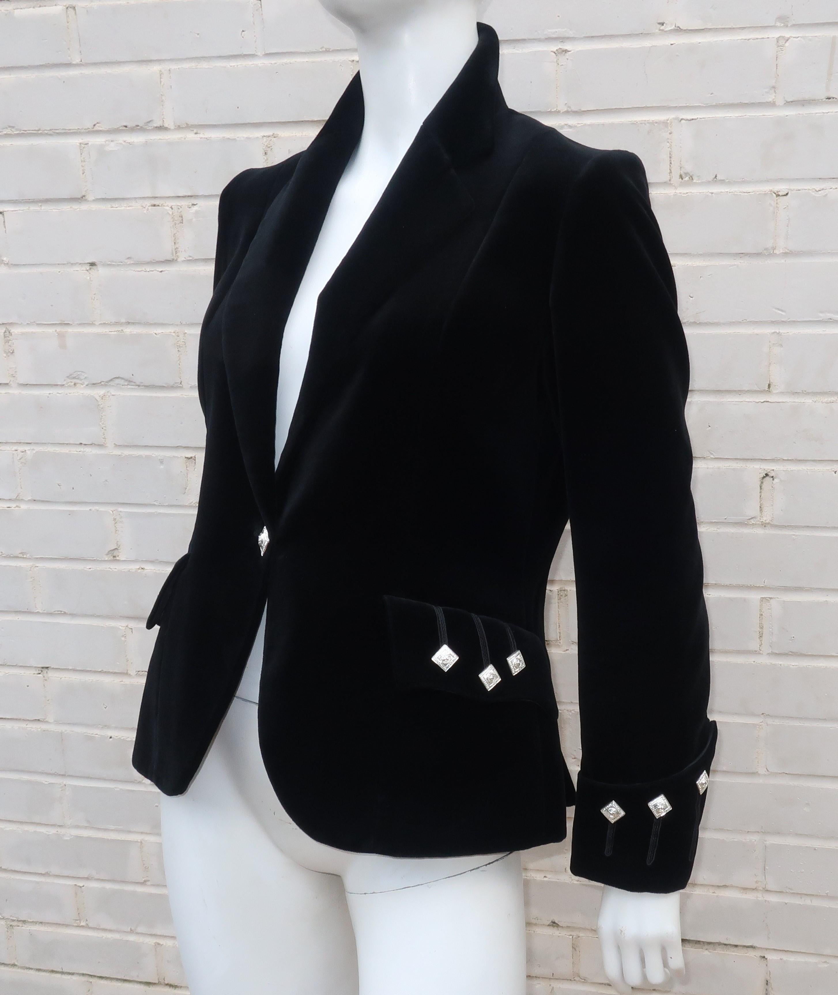 Women's The Scotch House Vintage Black Velvet Scottish Kilt Style Jacket