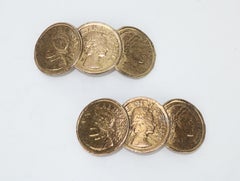 C.1960 Musi Gold Tone Coin Shoe Clips