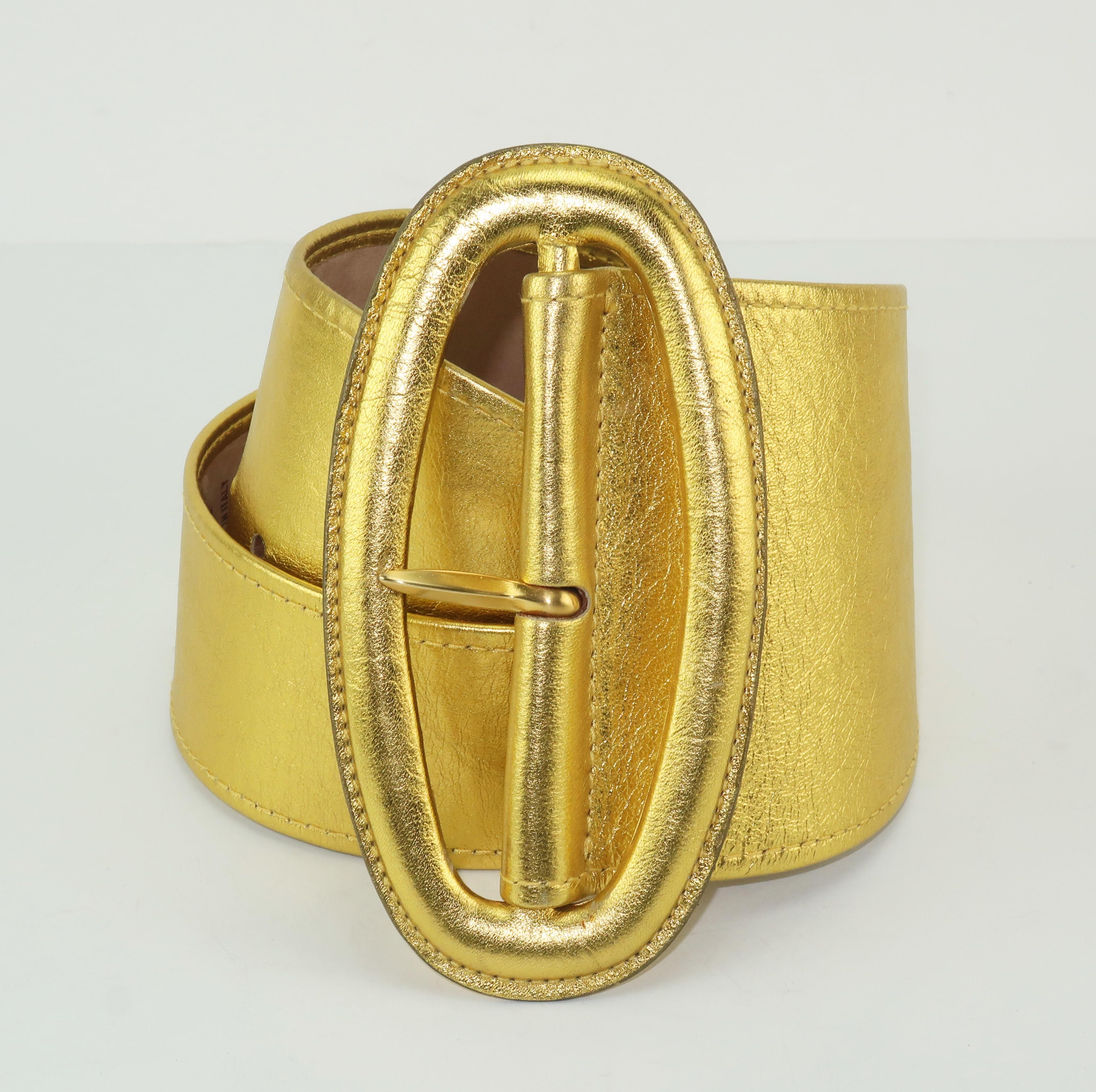1980's Donna Karan Sculptural Gold Leather Belt 3