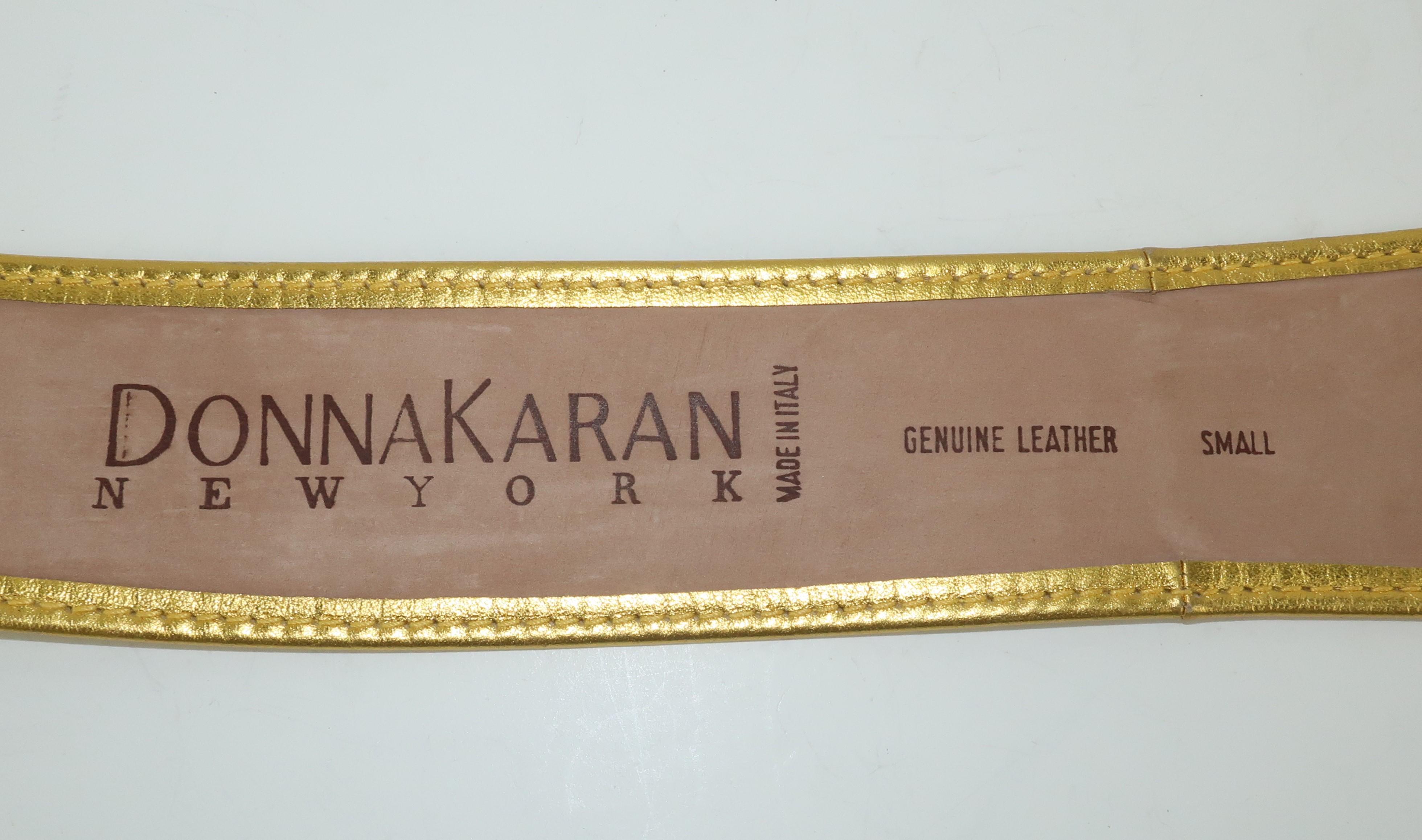 1980's Donna Karan Sculptural Gold Leather Belt 5
