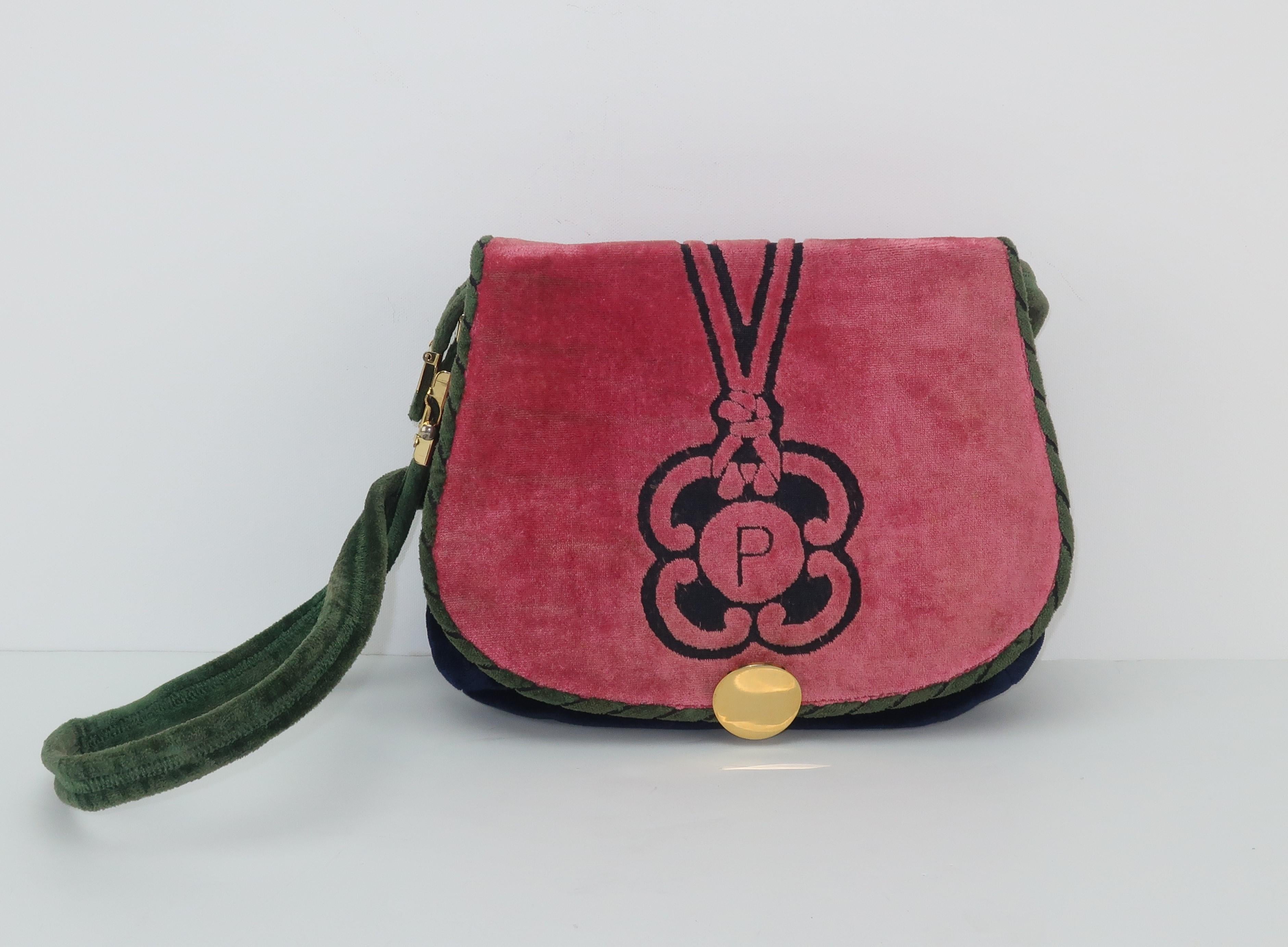 C.1970 Cesare Piccini Trompe L'oeil Velvet Handbag In Good Condition In Atlanta, GA