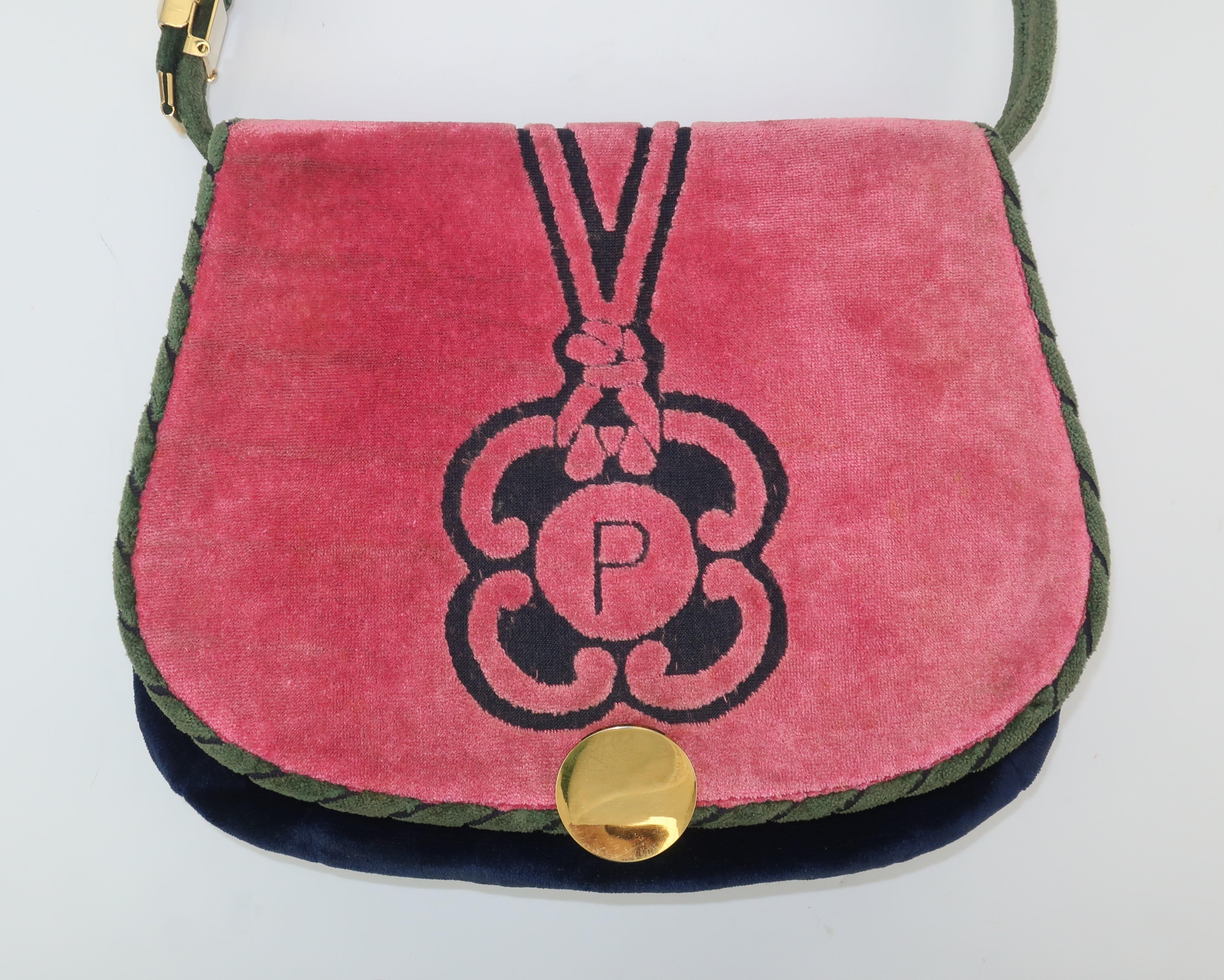 C.1970 Cesare Piccini Trompe L'oeil Velvet Handbag 1