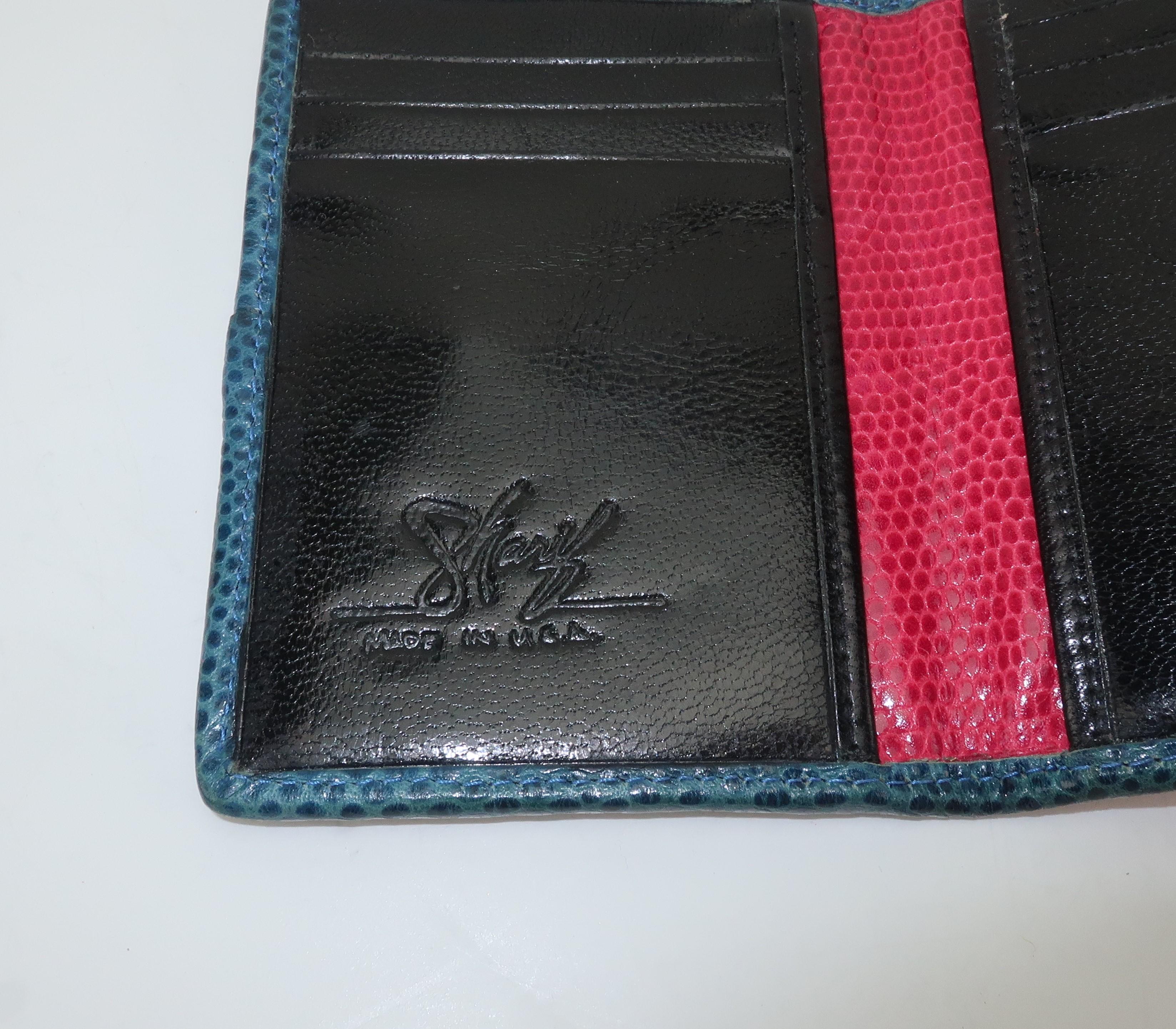 Sharif Vintage Hot Pink Lizard Skin Bifold Card Case Wallet 1