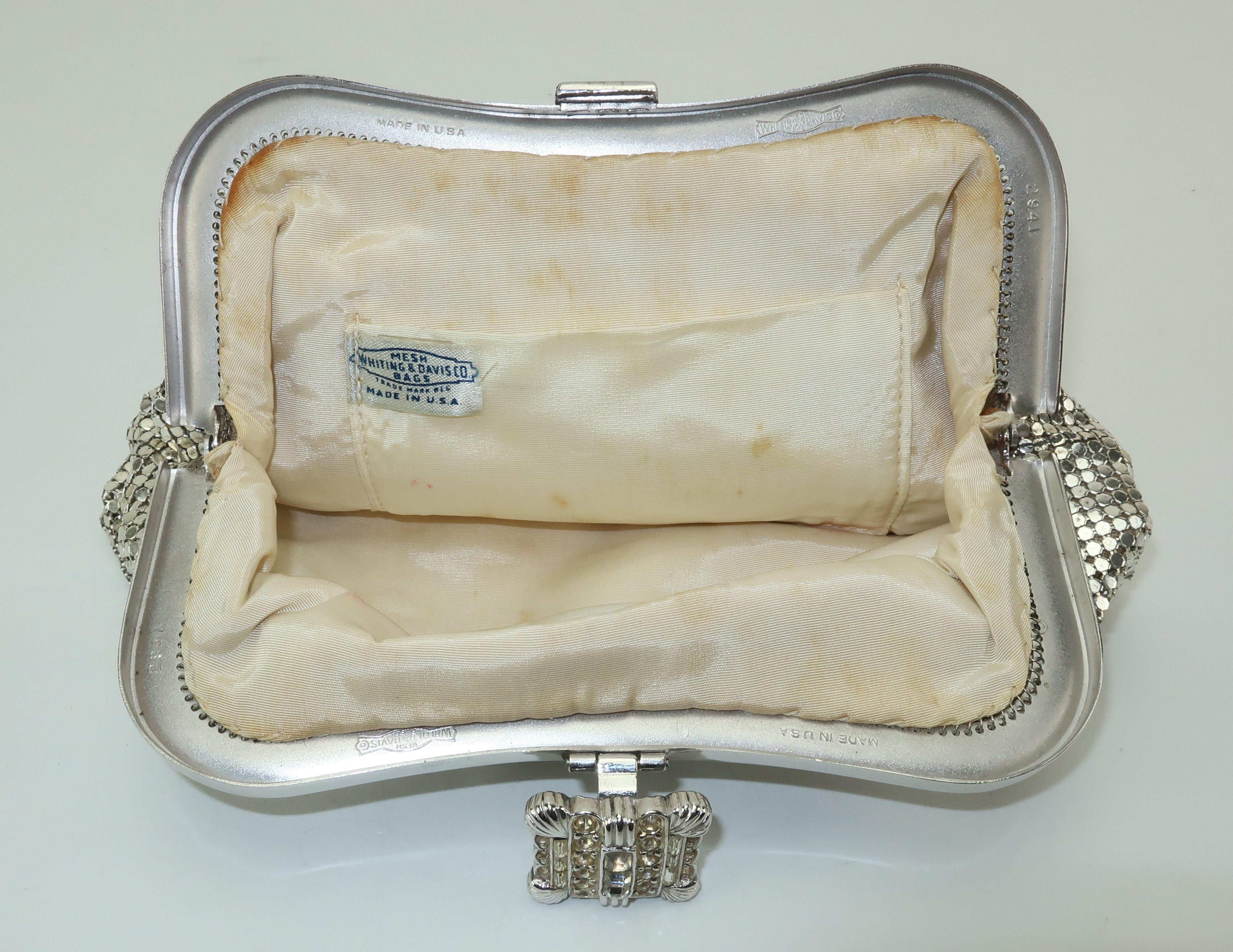 C.1950 Whiting & Davis Silver Mesh Clutch Evening Handbag 3
