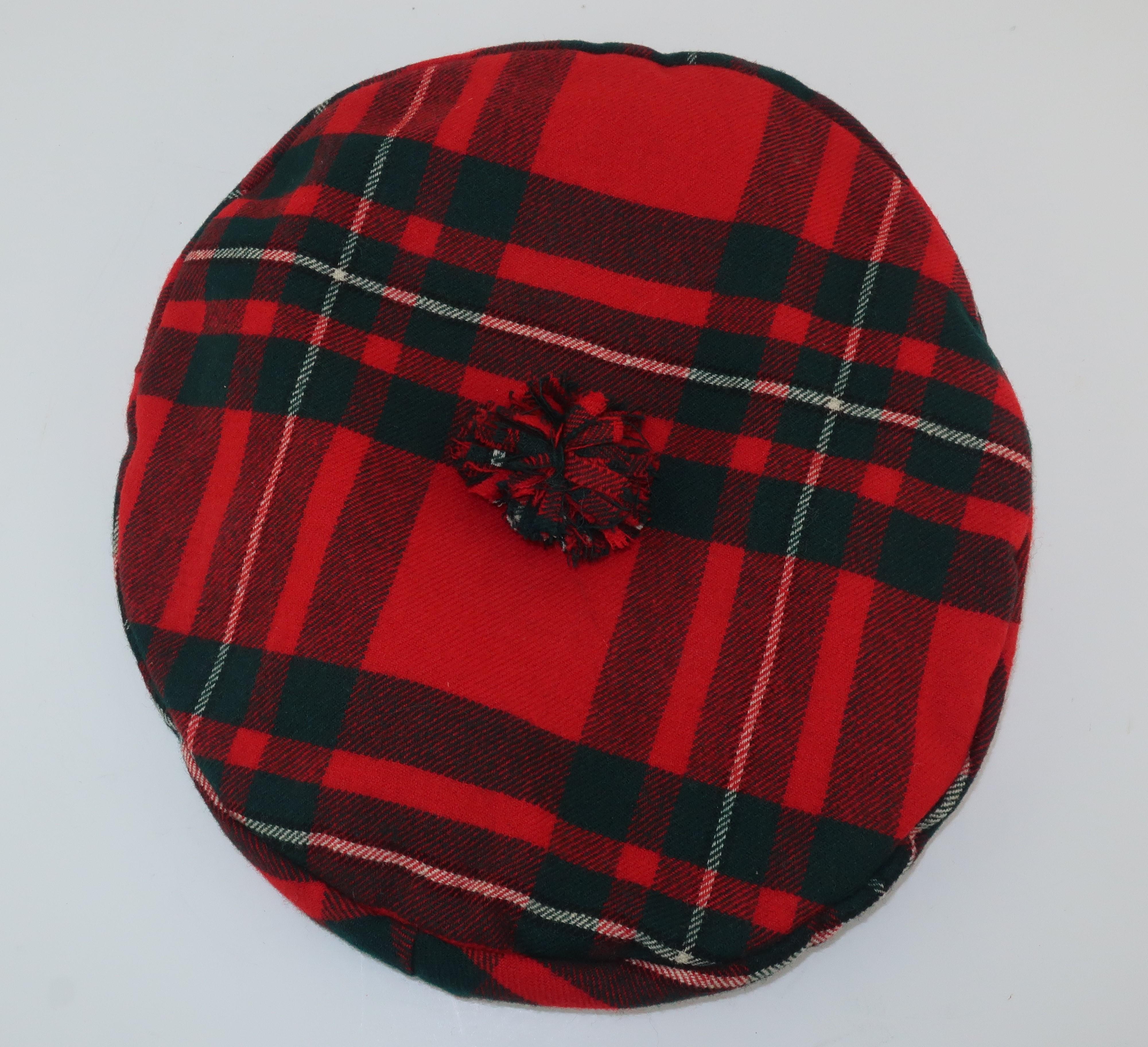 Women's or Men's Tartan House Vintage Plaid Wool Tartan Tam Beret Hat