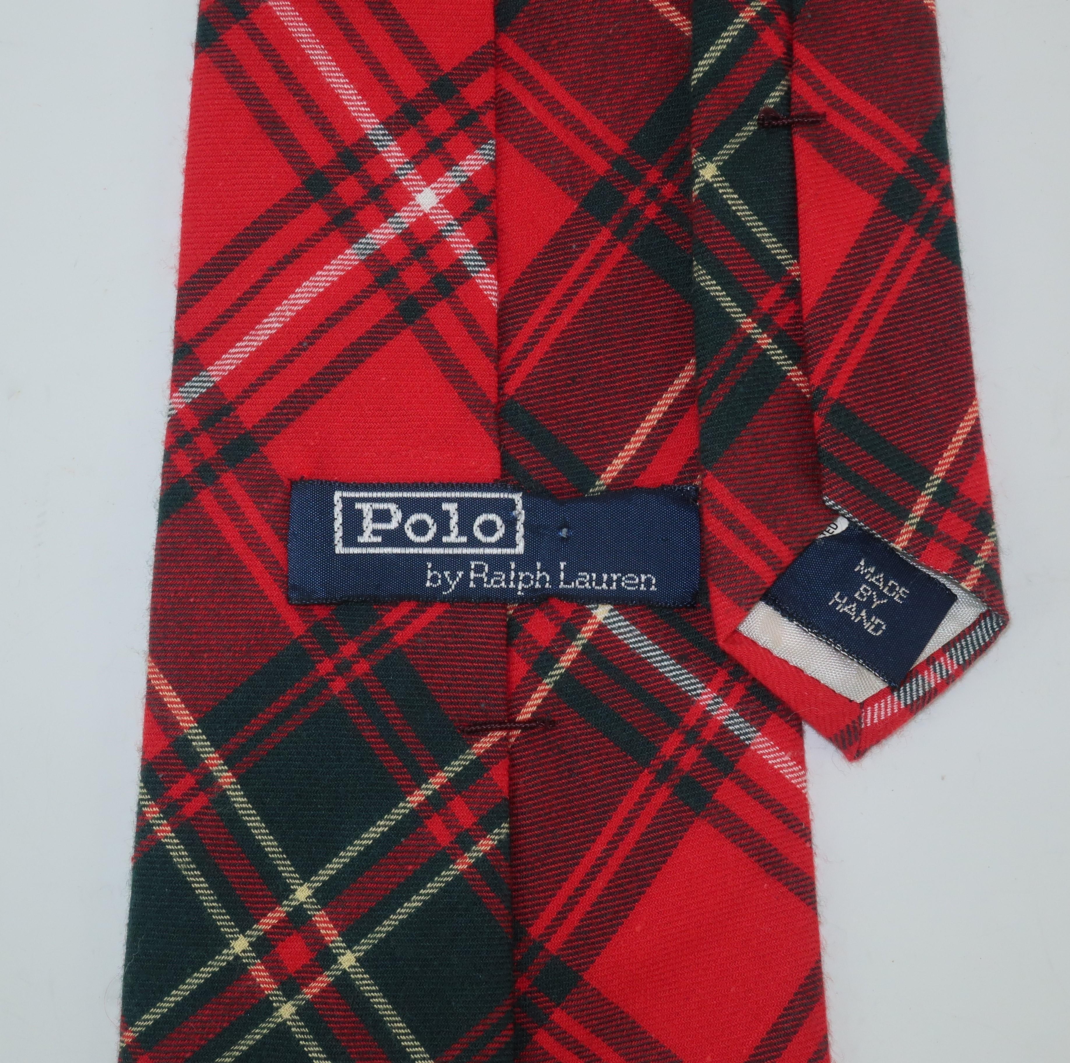 Ralph Lauren Polo Men's Tartan Plaid Flannel Necktie, 1980s  1