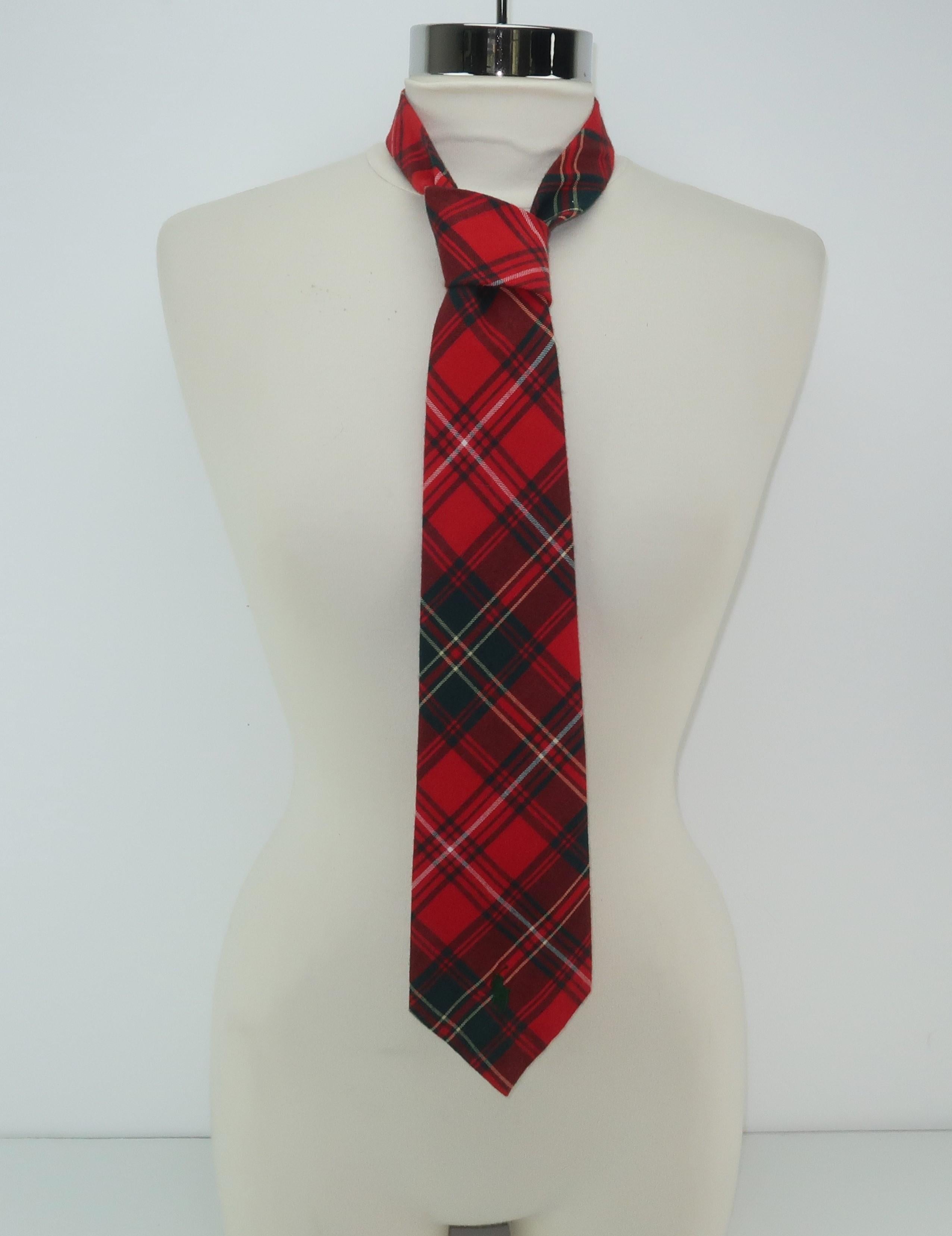 Ralph Lauren Polo Men's Tartan Plaid Flannel Necktie, 1980s  2