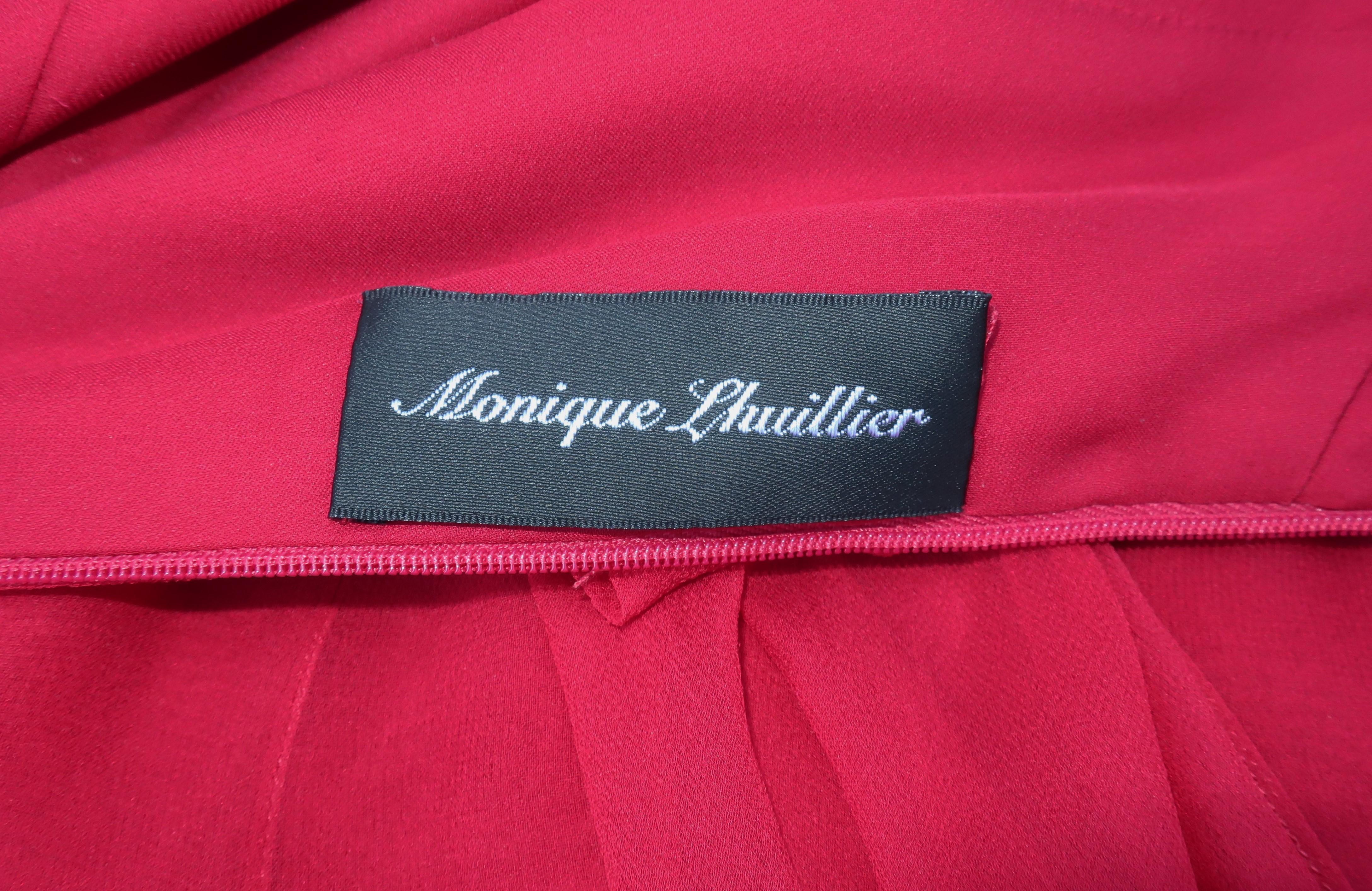 Monique Lhuillier Red Silk Draped Goddess Dress 7