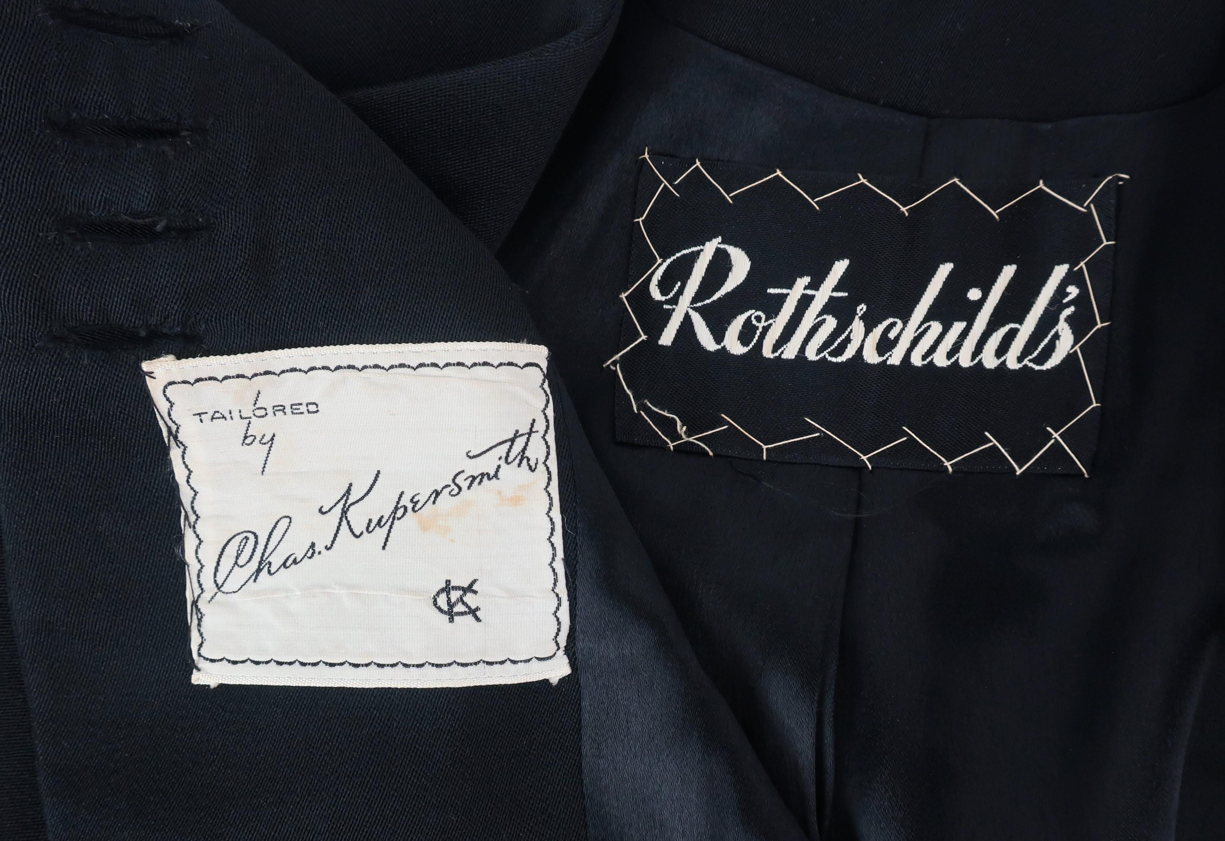1940's Tiered Black Suit With Beaded Yoke Balloon Sleeve Jacket 7