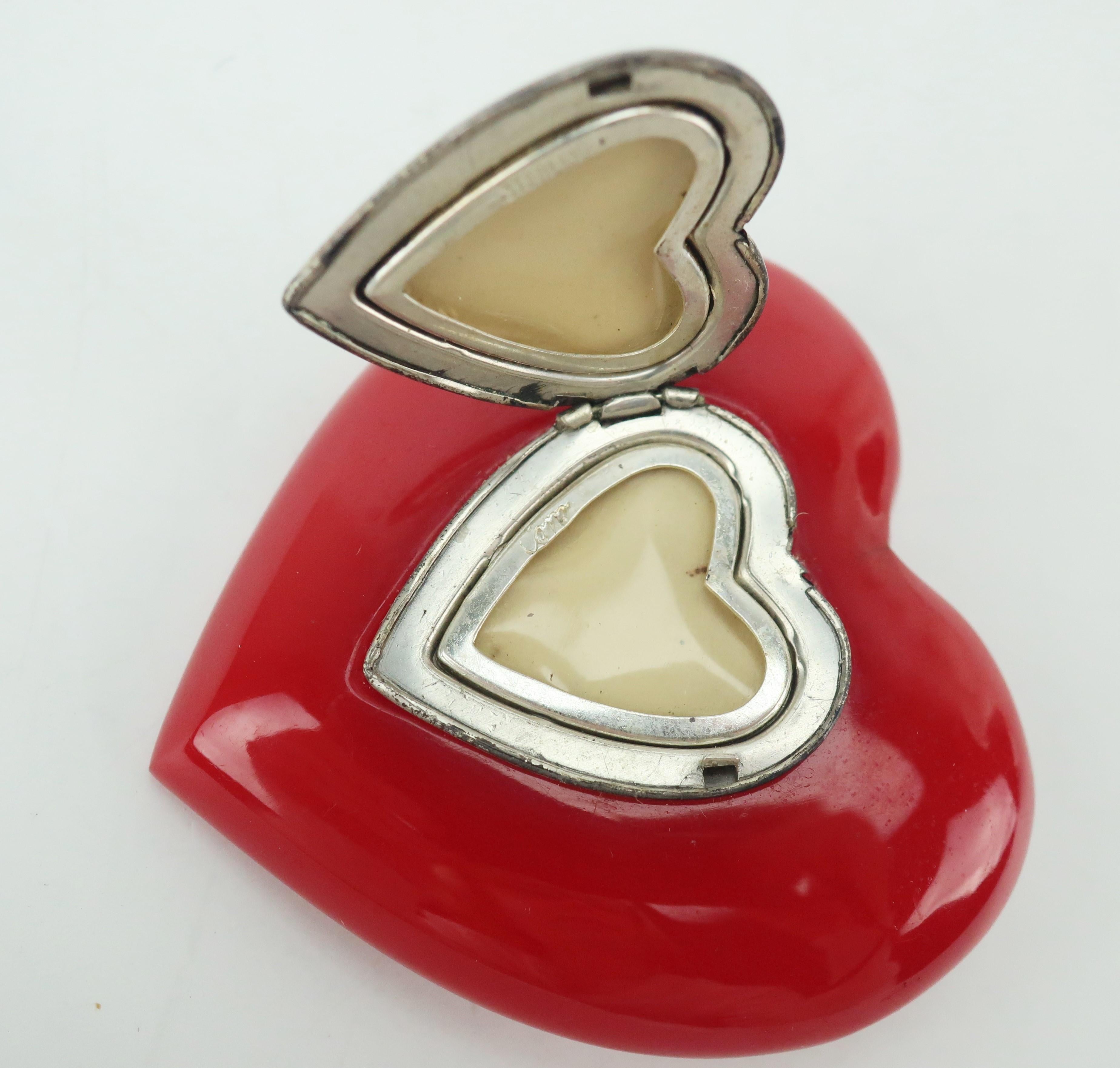 1940’s Coro Bakelite & Sterling Silver Locket Brooch 4