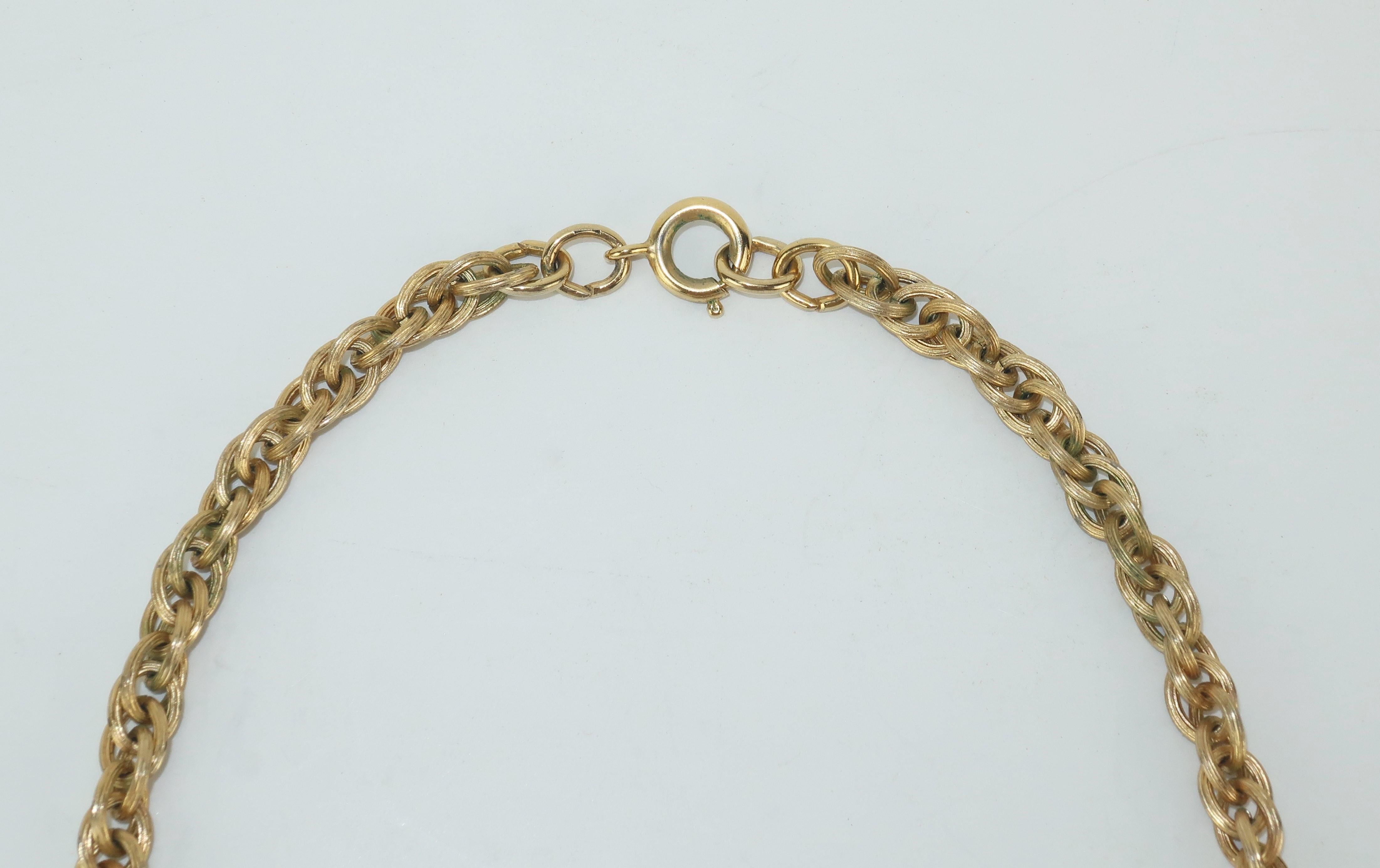 1970's Napier Gold Tone Bamboo Necklace & Earrings Set In Good Condition In Atlanta, GA