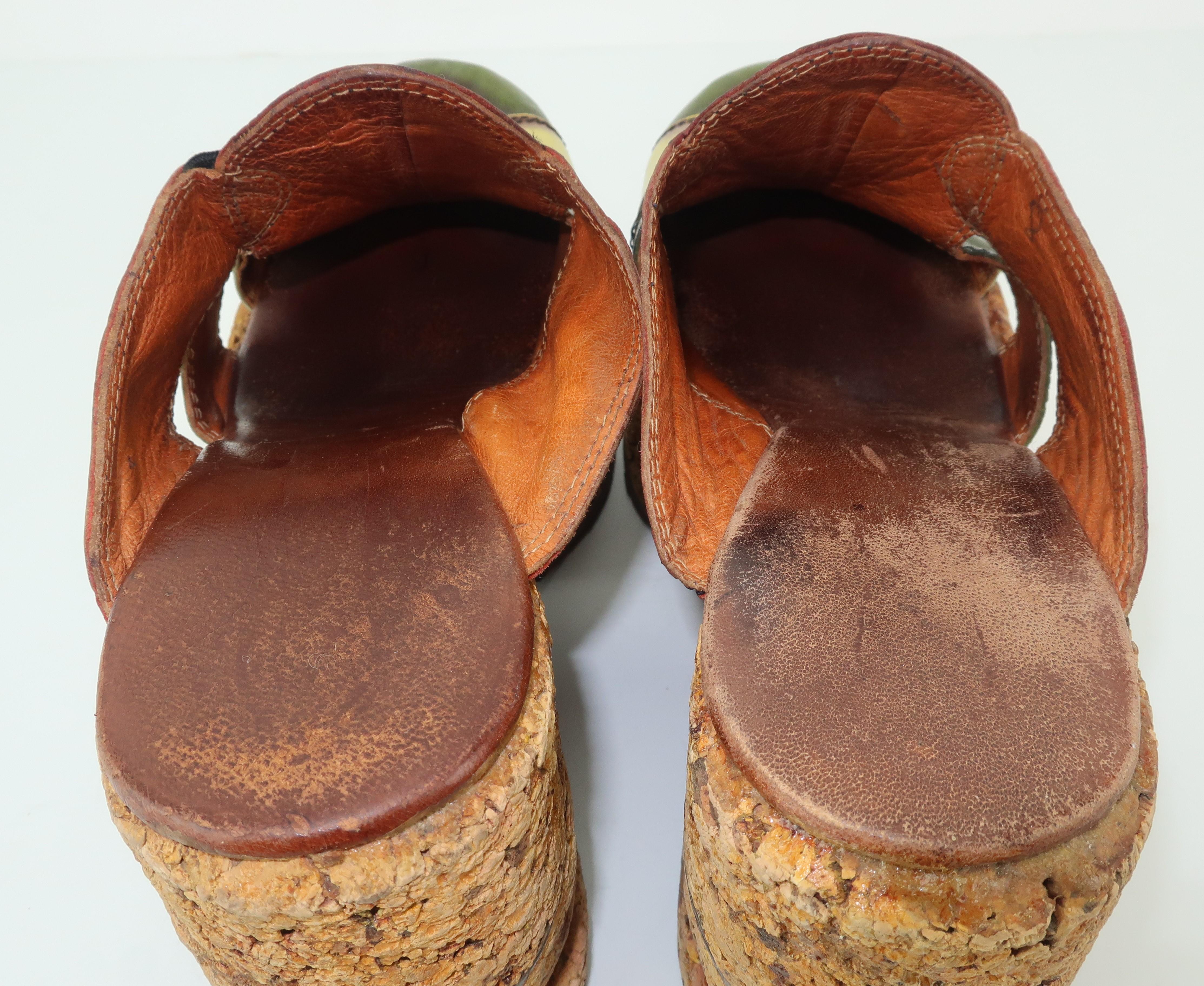 Women's 1970's Patchwork Leather Cork Platform Shoes
