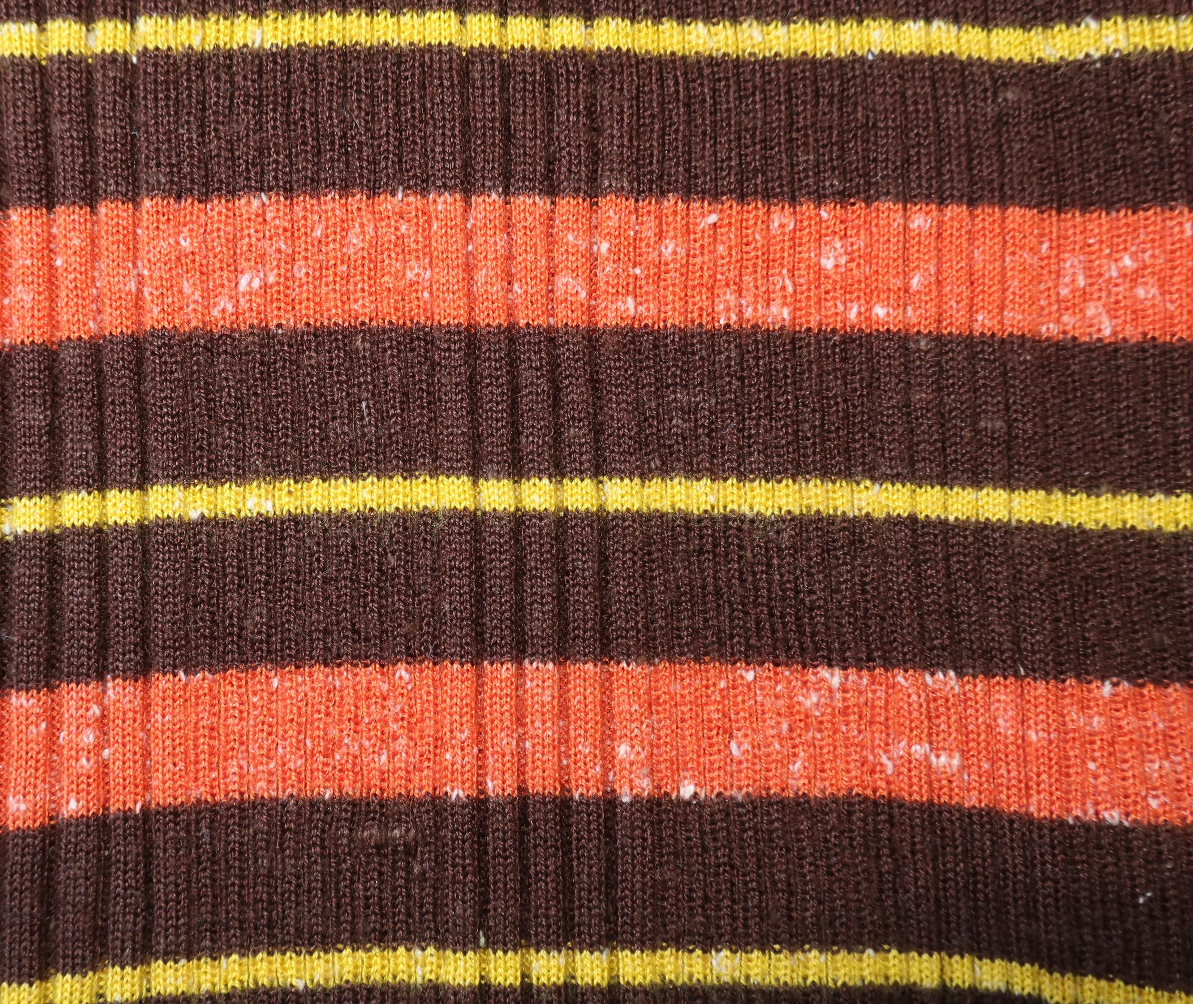 1970's Italian Ribbed Knit Brown Striped Skinny Top 7