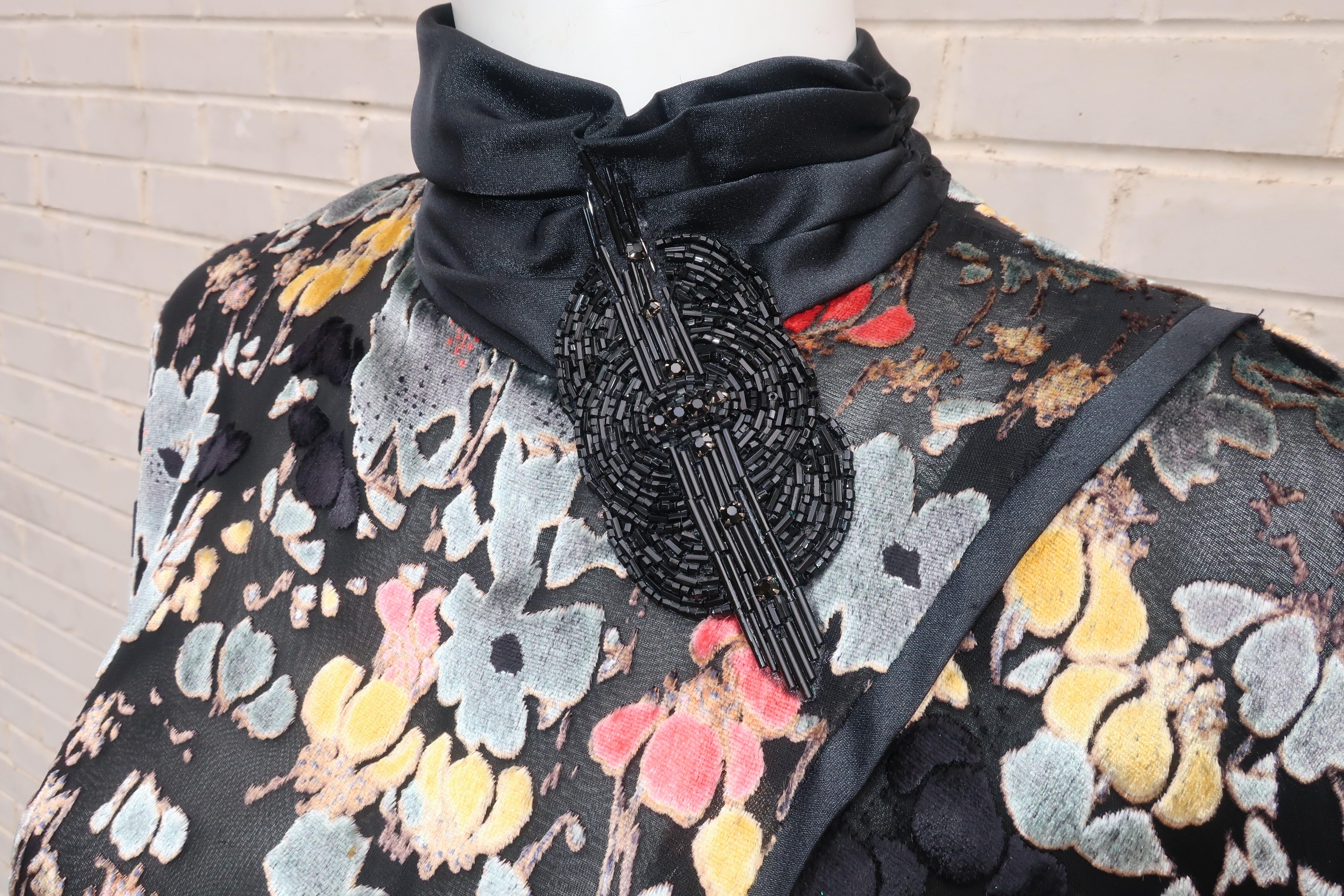 C.1980 Judy Hornby Couture Silk Cut Velvet Flapper Style Dress 3