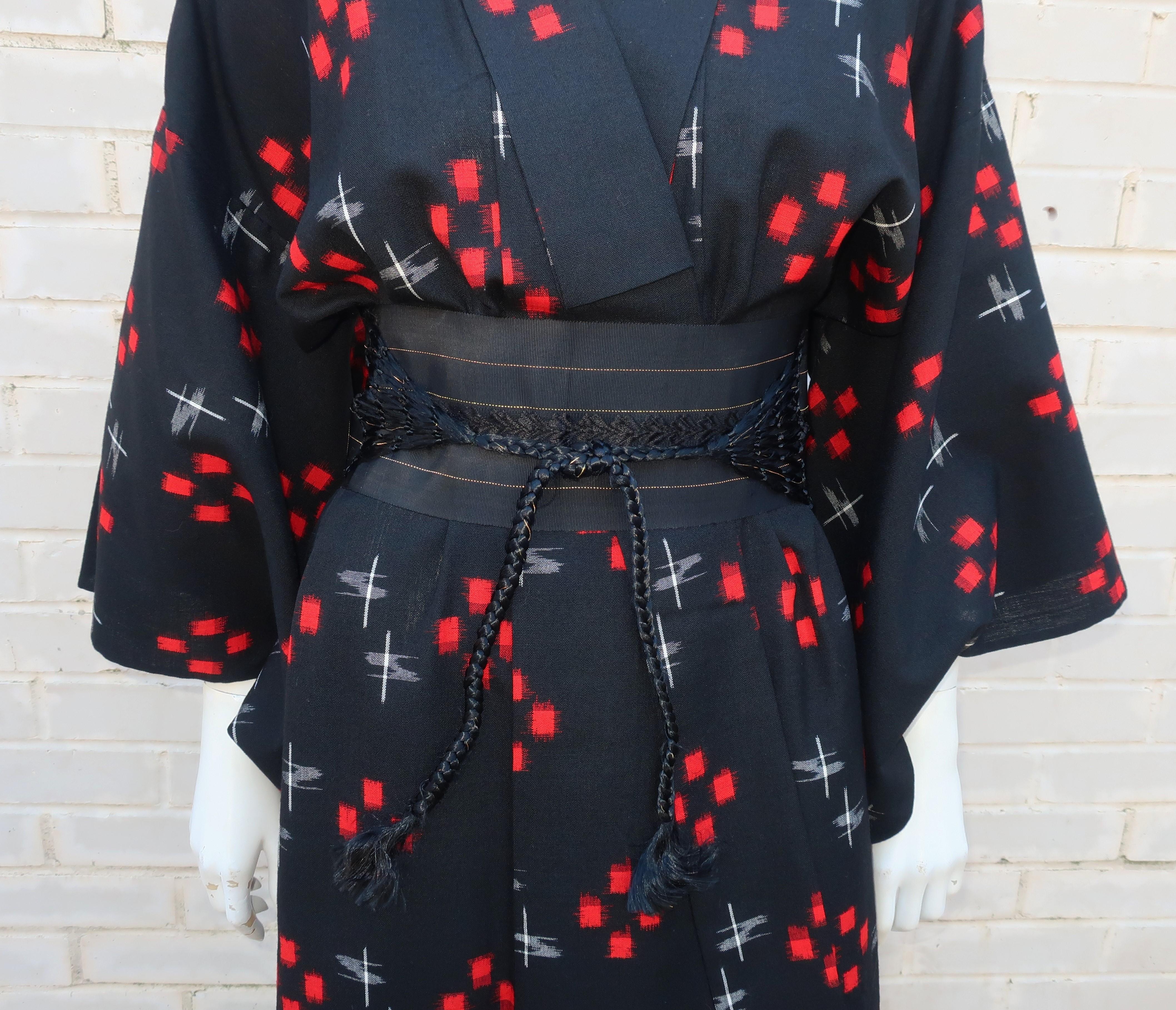 black and red kimono dress