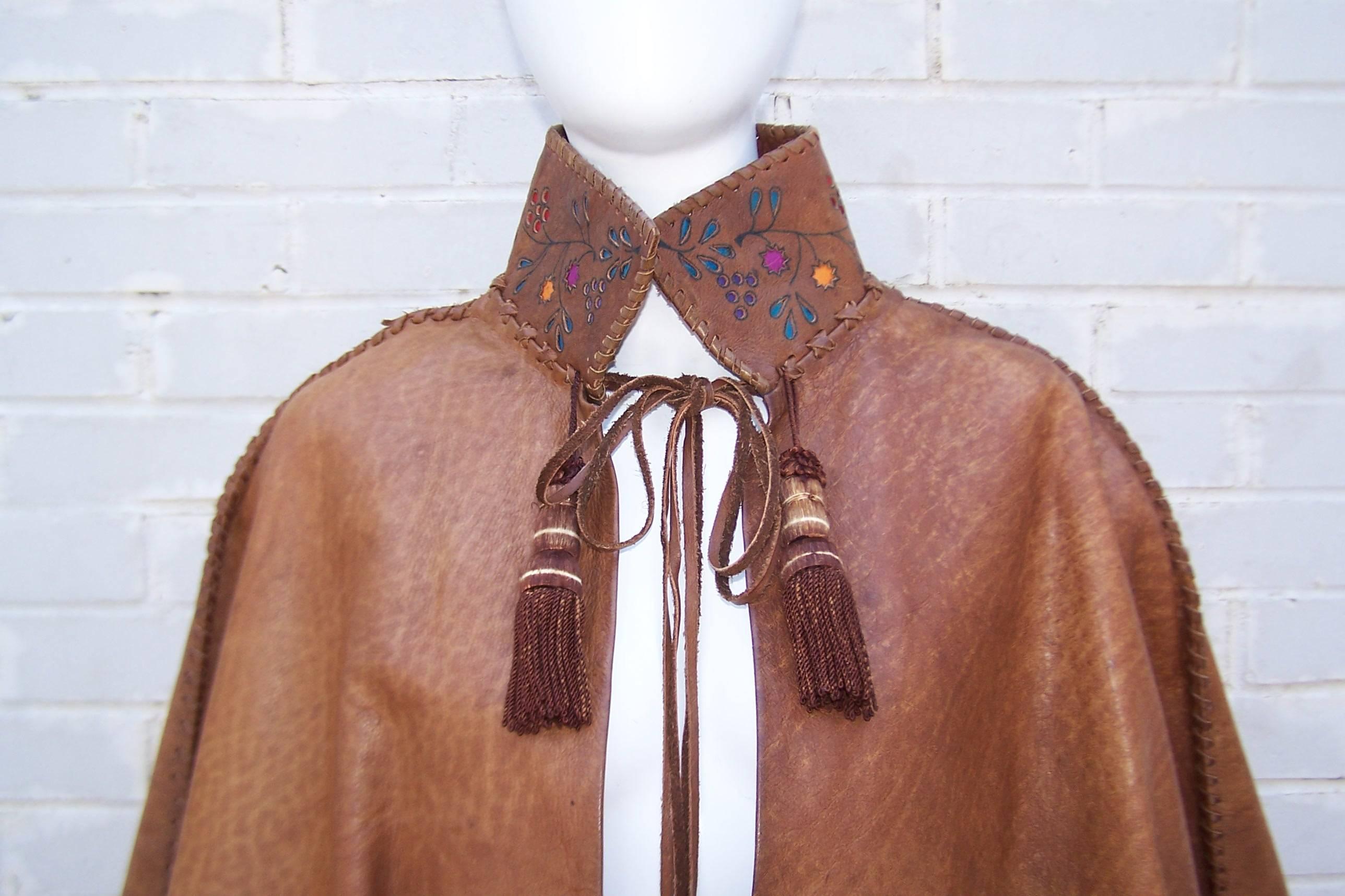 vintage leather cape