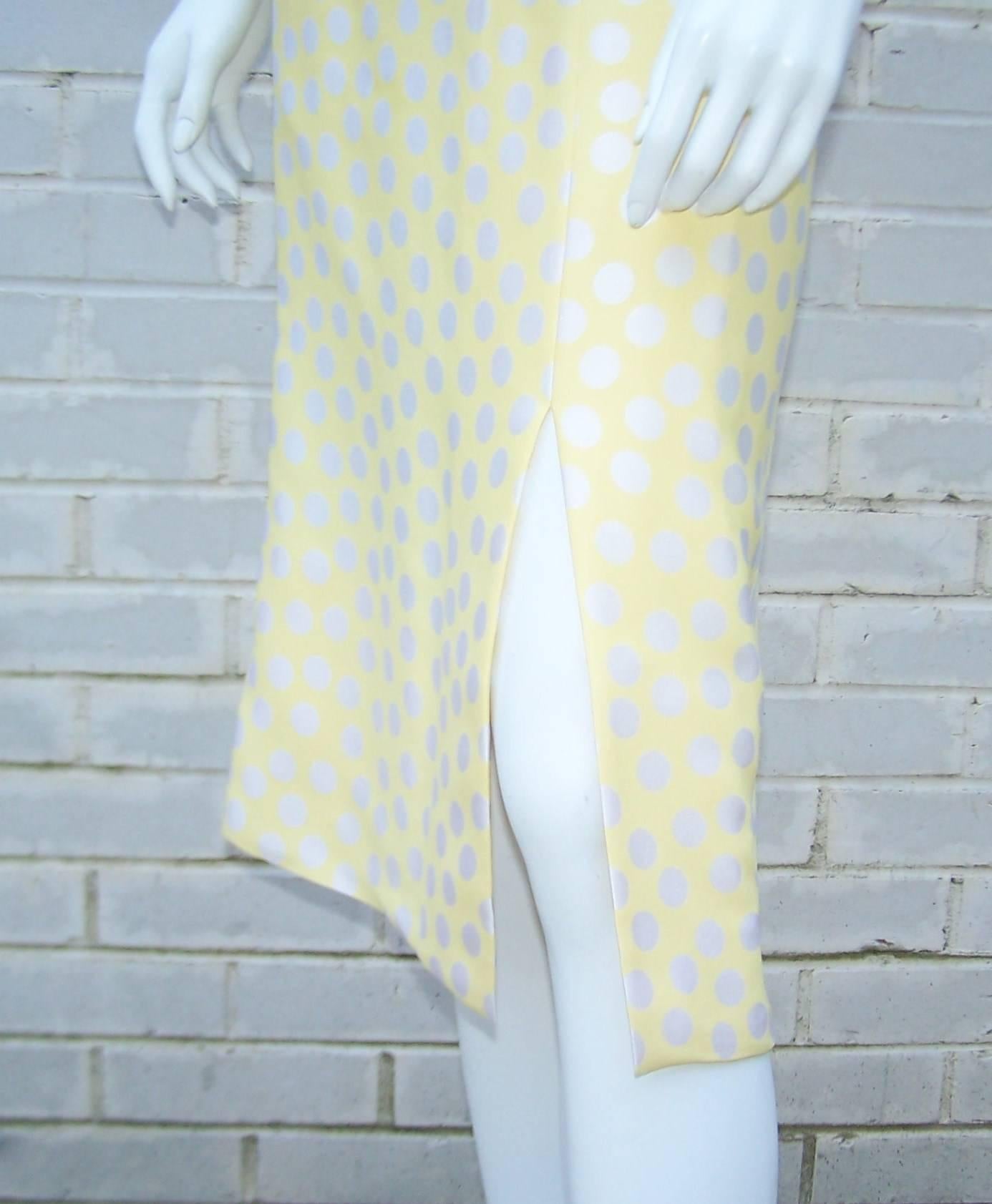 1980s Pauline Trigere Buttery Silk Polka Dot Dress In Excellent Condition In Atlanta, GA