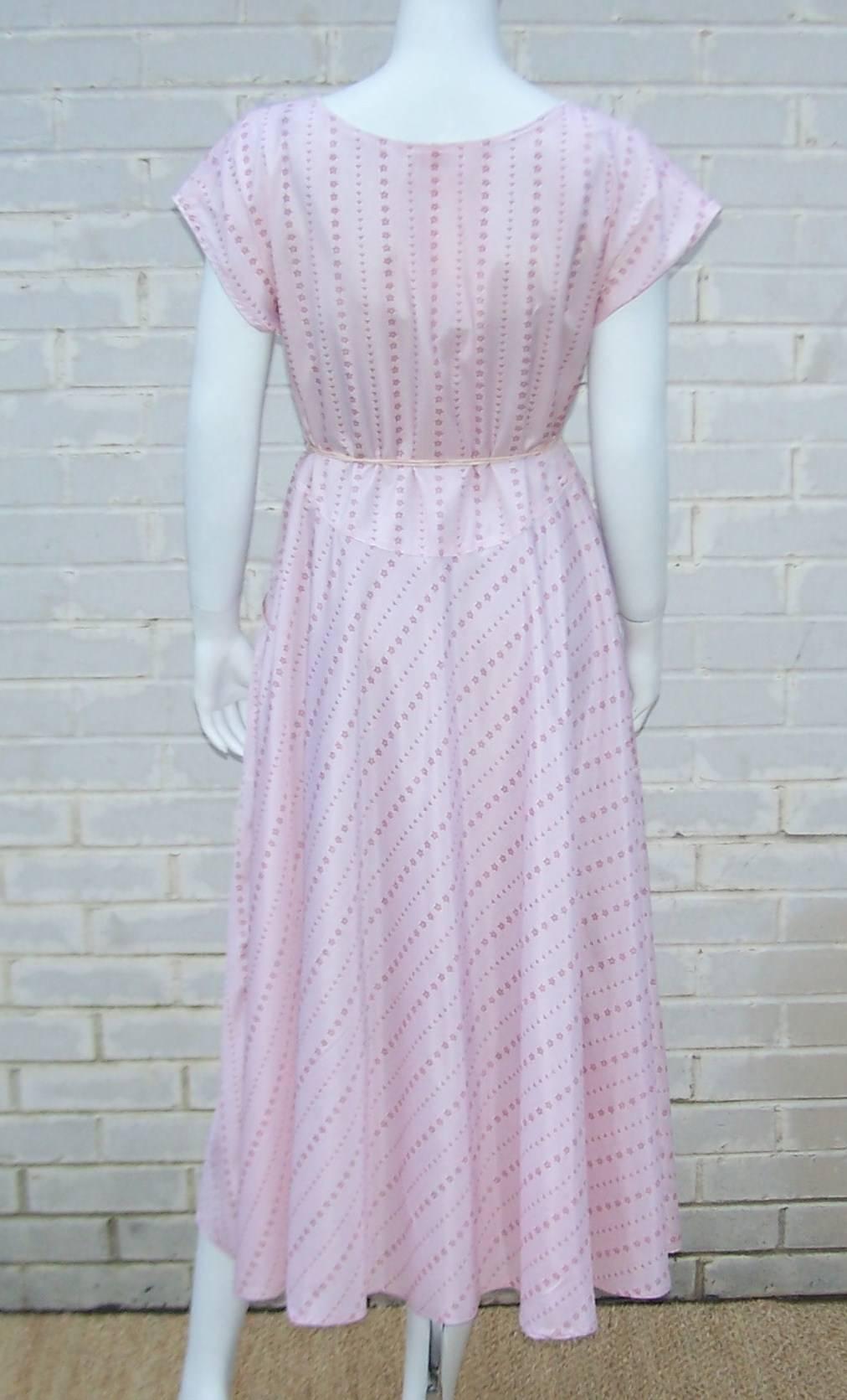 1970s The Beene Bag Summery Pink Floral Dress In Excellent Condition In Atlanta, GA