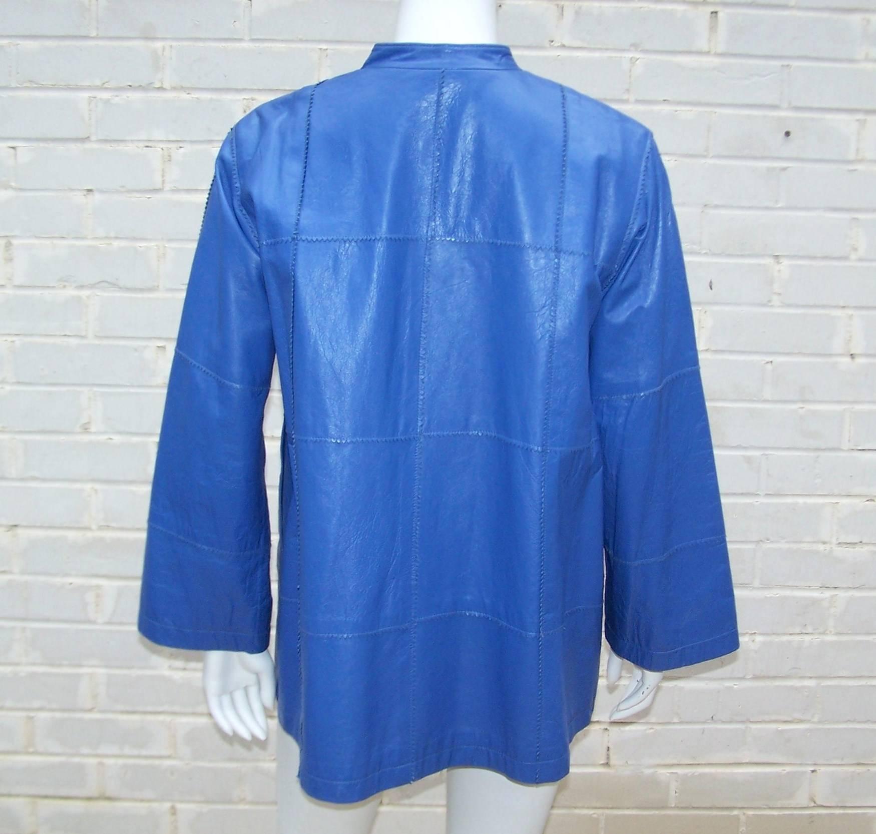 c.1970 Bonnie Cashin Mandarin Style Leather Jacket In Excellent Condition In Atlanta, GA