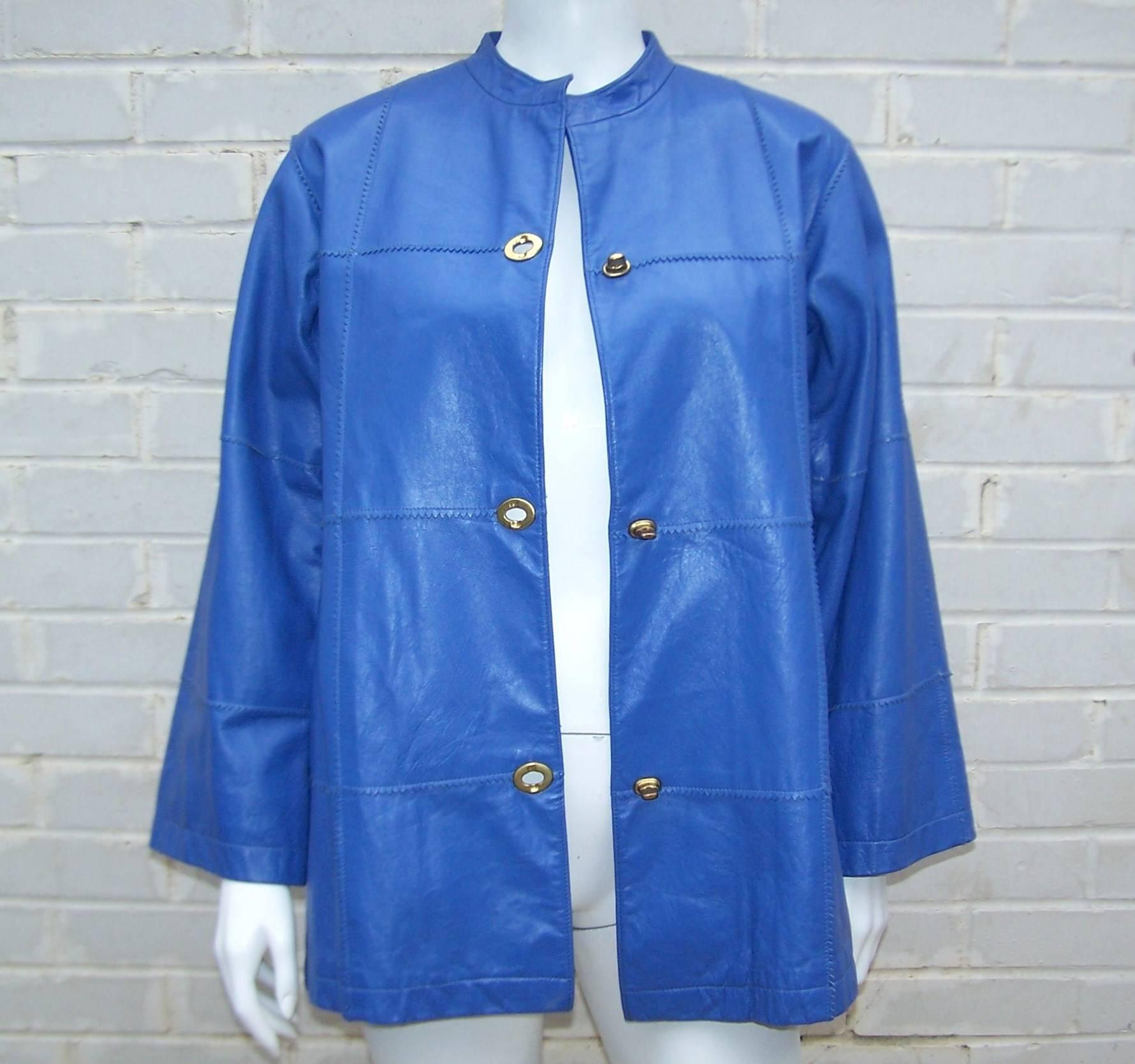 Women's c.1970 Bonnie Cashin Mandarin Style Leather Jacket