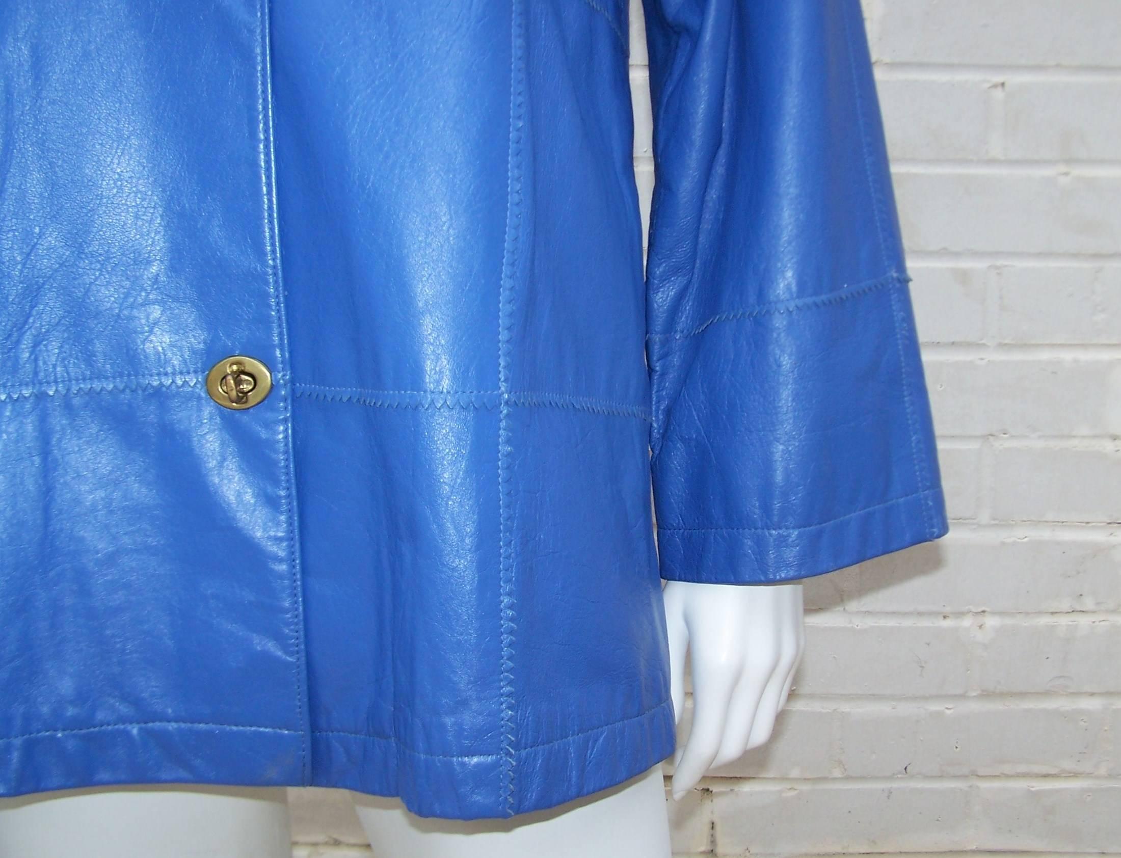 c.1970 Bonnie Cashin Mandarin Style Leather Jacket 3