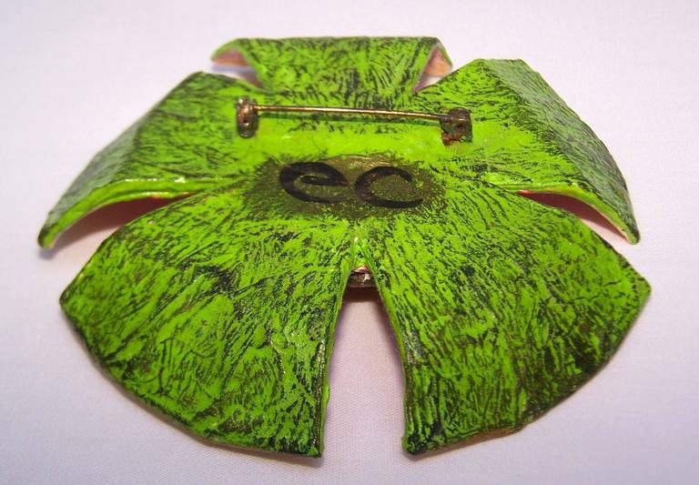 Adorable 1960s Enid Collins Papier Mache Flower Brooch For Sale at 1stdibs