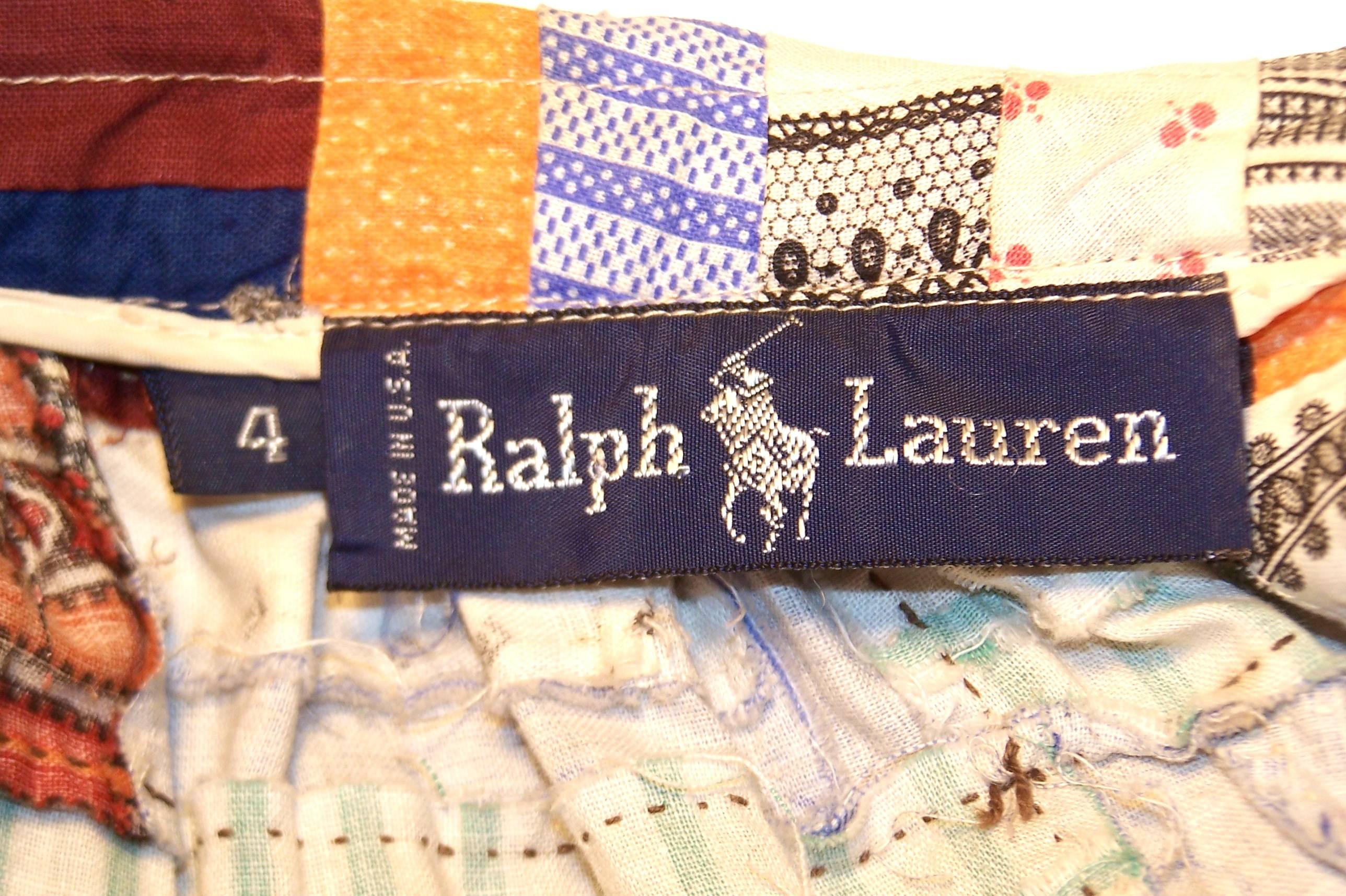 c.1980 Ralph Lauren Western Prairie Patchwork 'Quilt' Skirt In Excellent Condition In Atlanta, GA