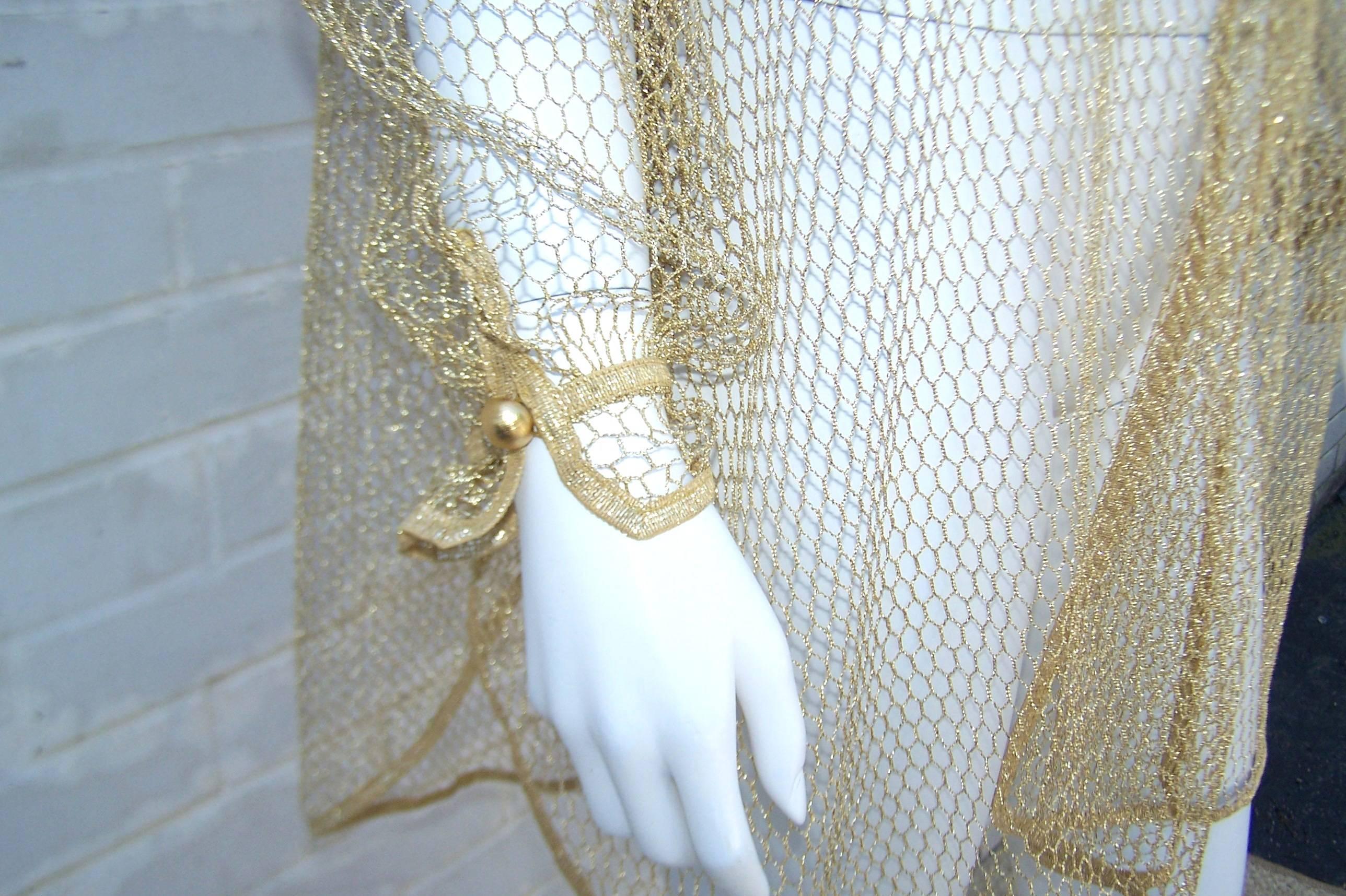 c.1970 Gottex Gold Fishnet Swimsuit Cover-Up In Excellent Condition In Atlanta, GA