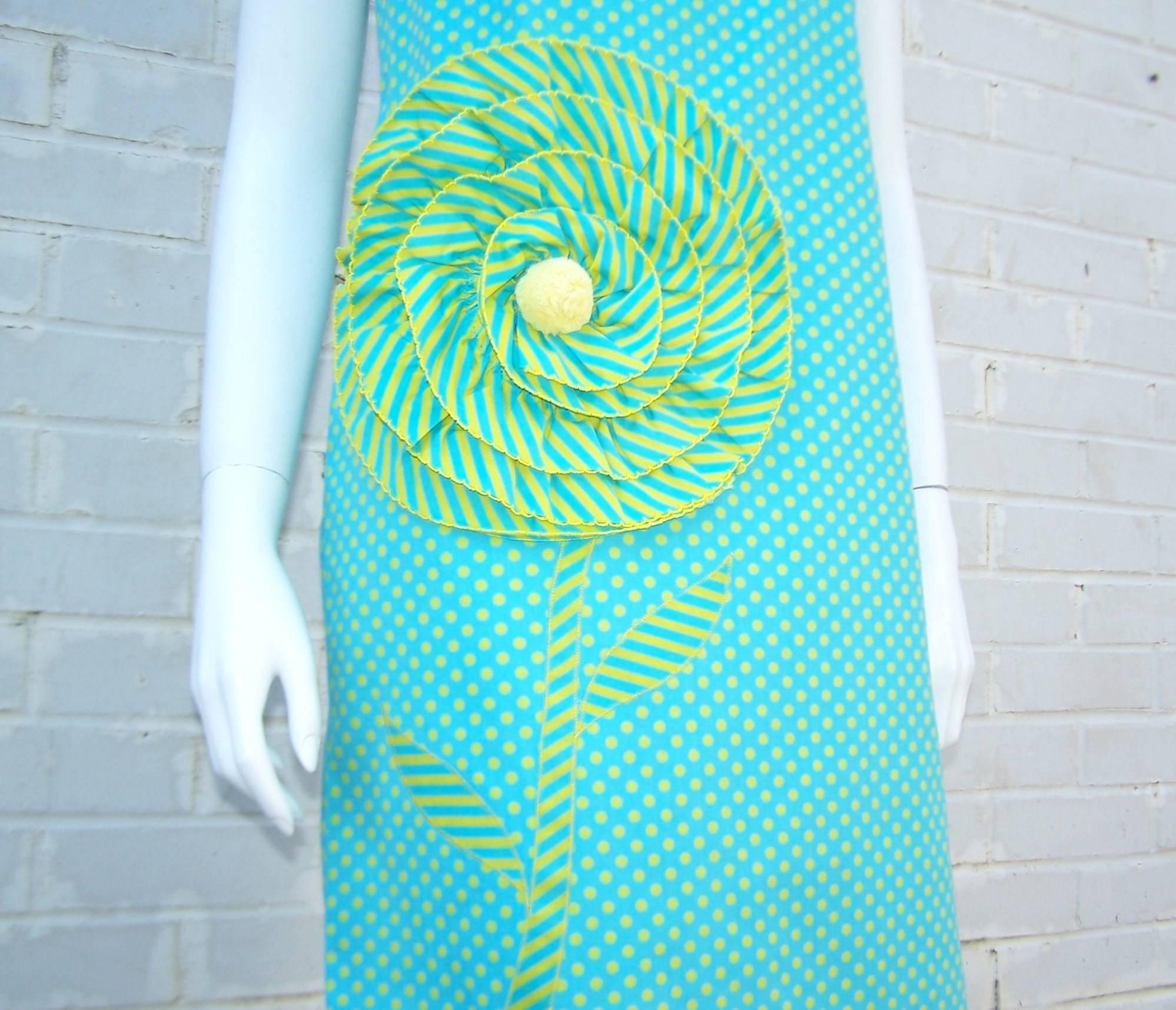 c.1980 Mod Pop Art Cotton Polka Dot Shift Dress 1