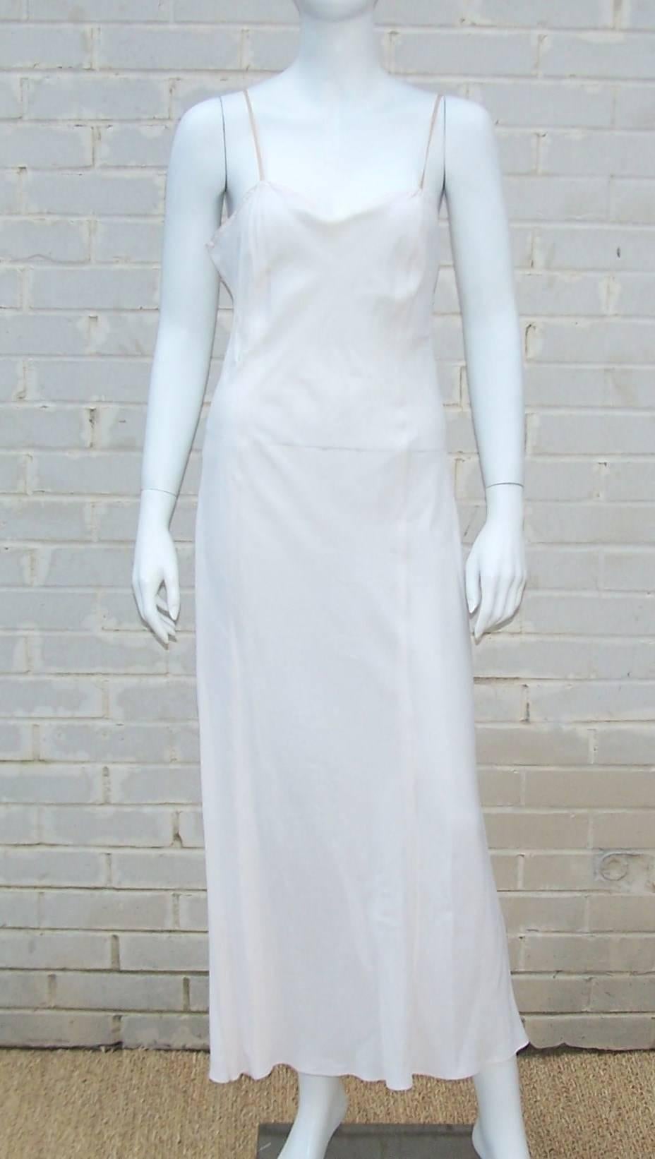 c.1980 Albert Nipon Pink Silk Organza Regency Style Dress 2