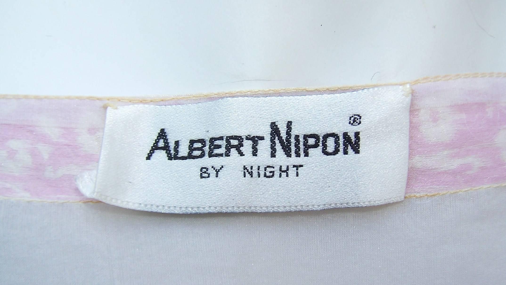 c.1980 Albert Nipon Pink Silk Organza Regency Style Dress 3