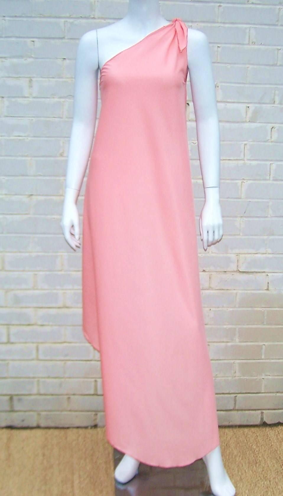 1970s Stephen Burrows Disco Era Grecian One-Shoulder Gown In Excellent Condition In Atlanta, GA