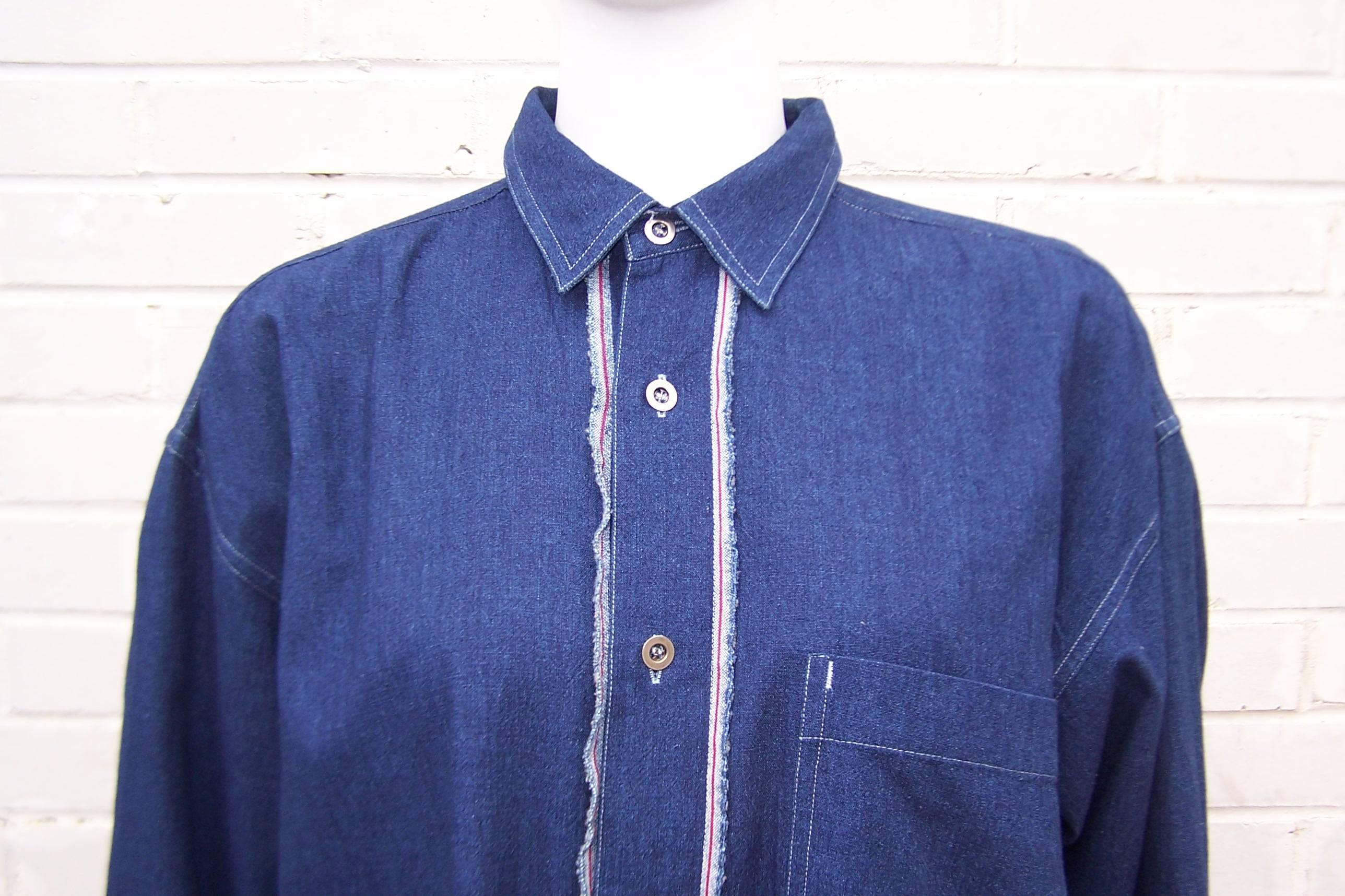 Women's 1980s Issey Miyake Plantation Deconstructed Denim 2-Piece Pant Ensemble