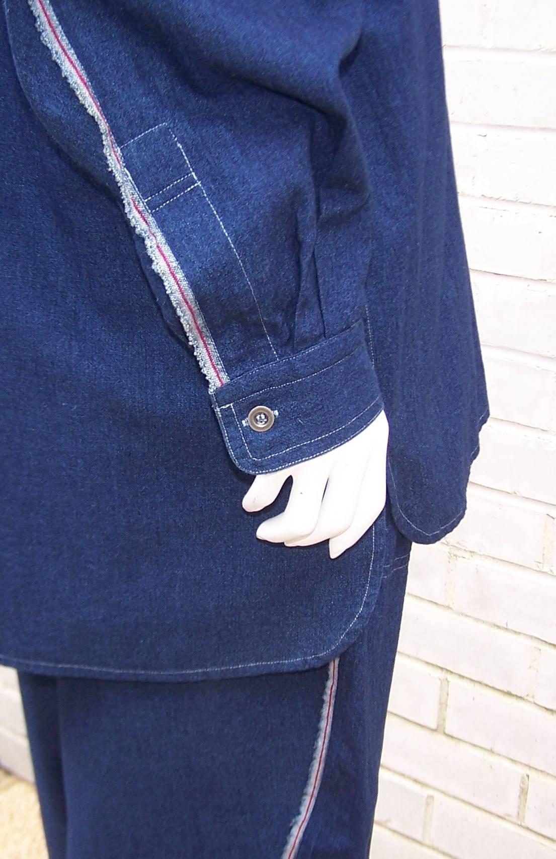 1980s Issey Miyake Plantation Deconstructed Denim 2-Piece Pant Ensemble 1