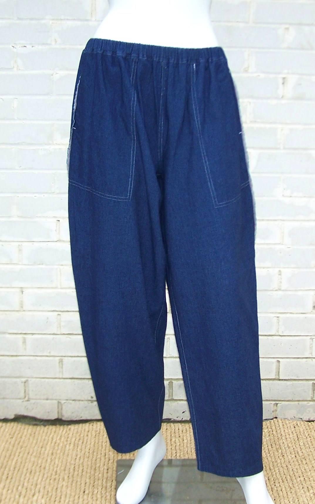 1980s Issey Miyake Plantation Deconstructed Denim 2-Piece Pant Ensemble ...