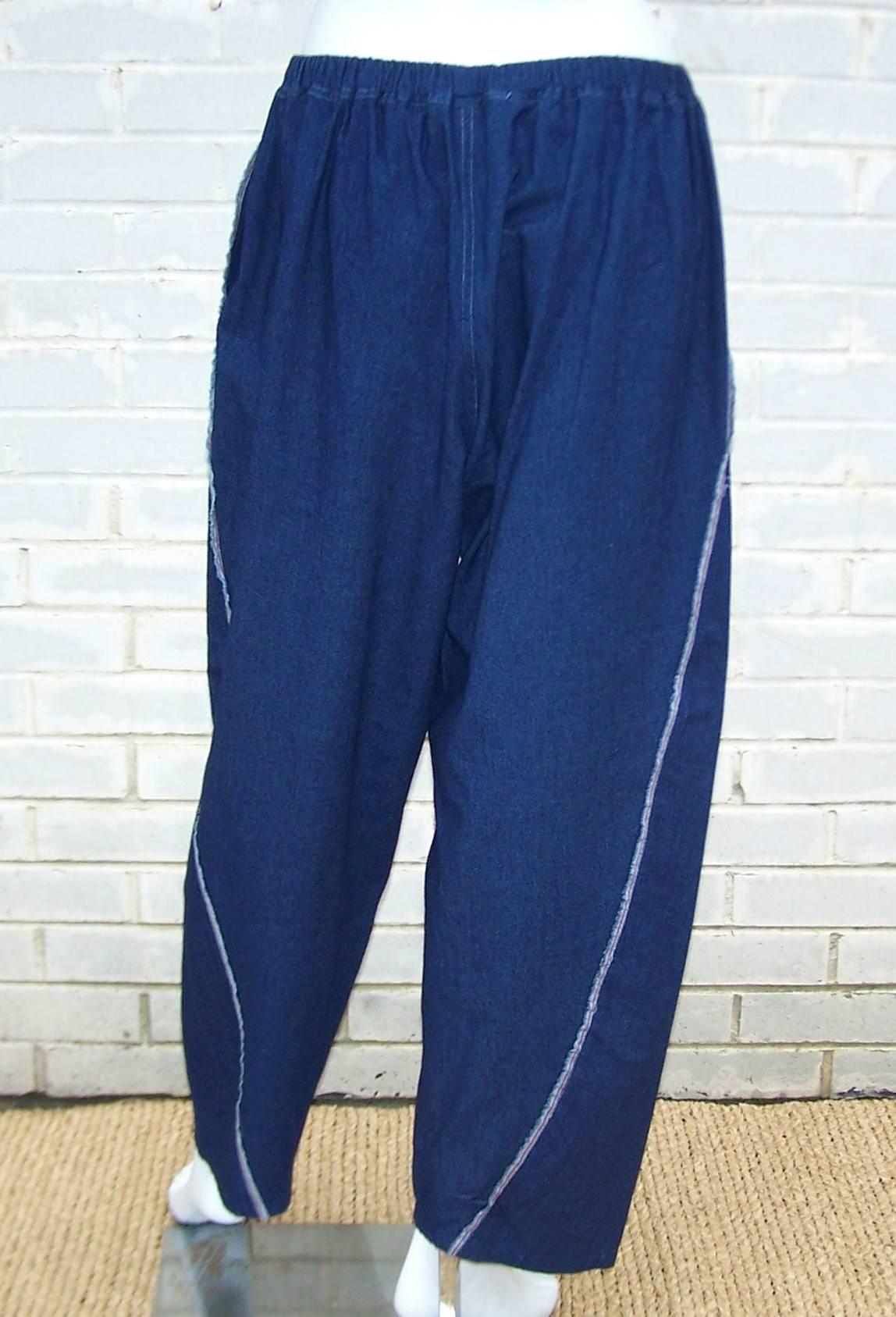 1980s Issey Miyake Plantation Deconstructed Denim 2-Piece Pant Ensemble 3