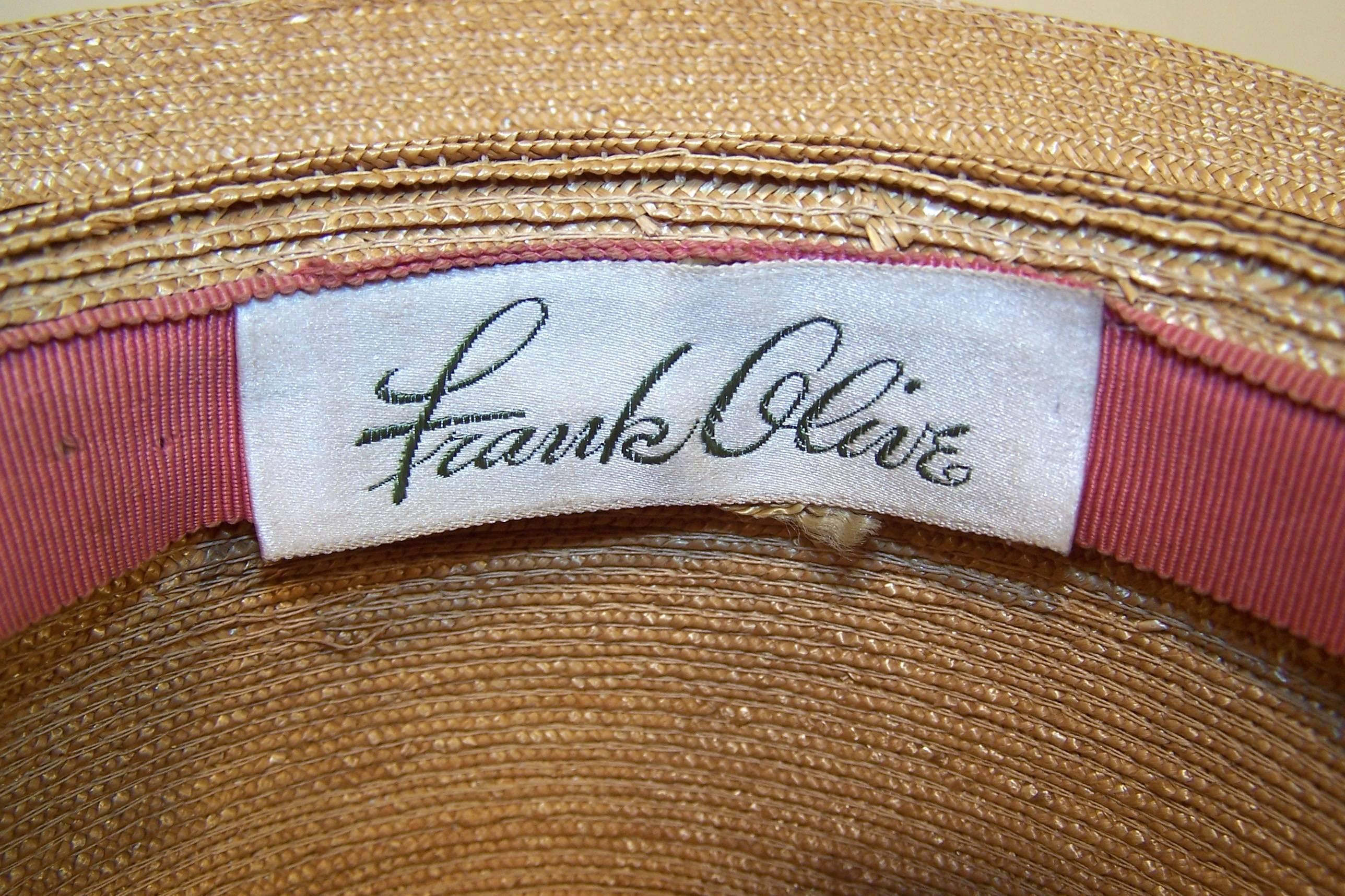 1970's Frank Olive Stylized Straw Fedora Hat 3