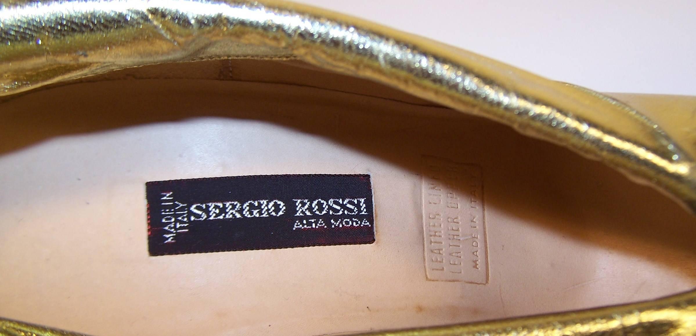 1970's Sergio Rossi Gold Leather Disco Booties 2