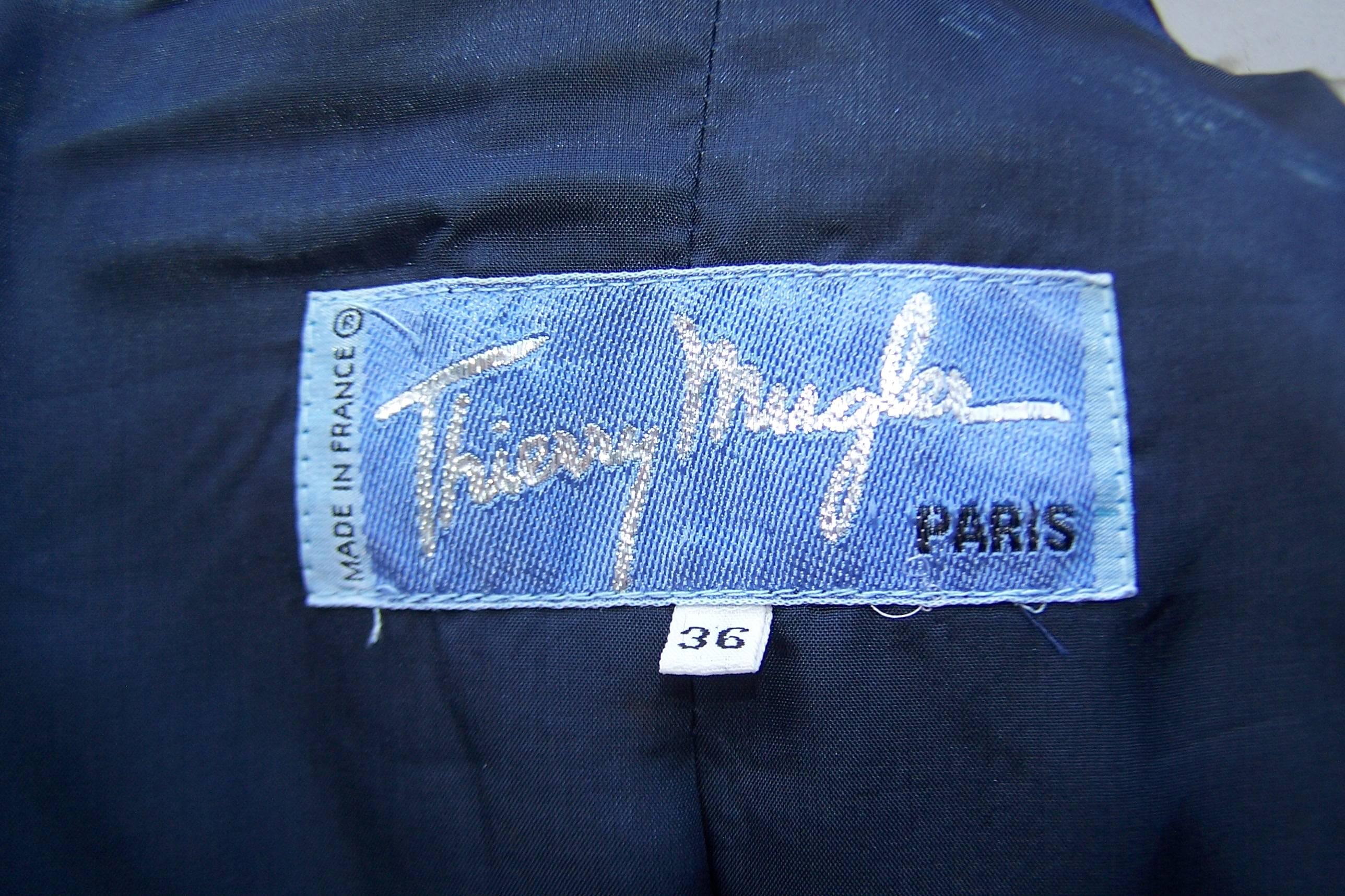 C.1990 Thierry Mugler Midnight Blue Tuxedo Style Suit With 'Shazam' Collar 3