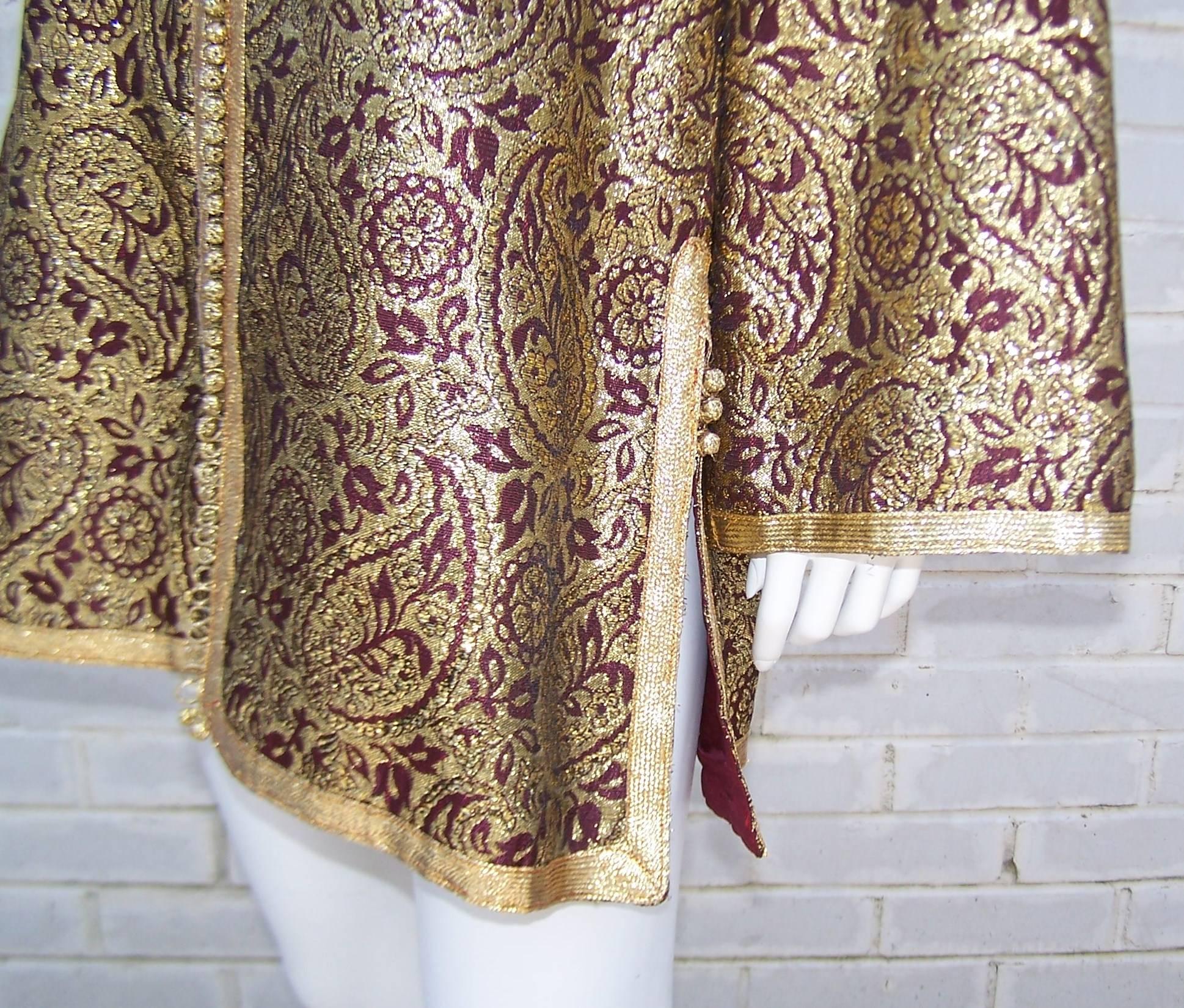 1960's Dimitri Kritsas Exotic Moroccan Gold Brocade Tunic Top  1